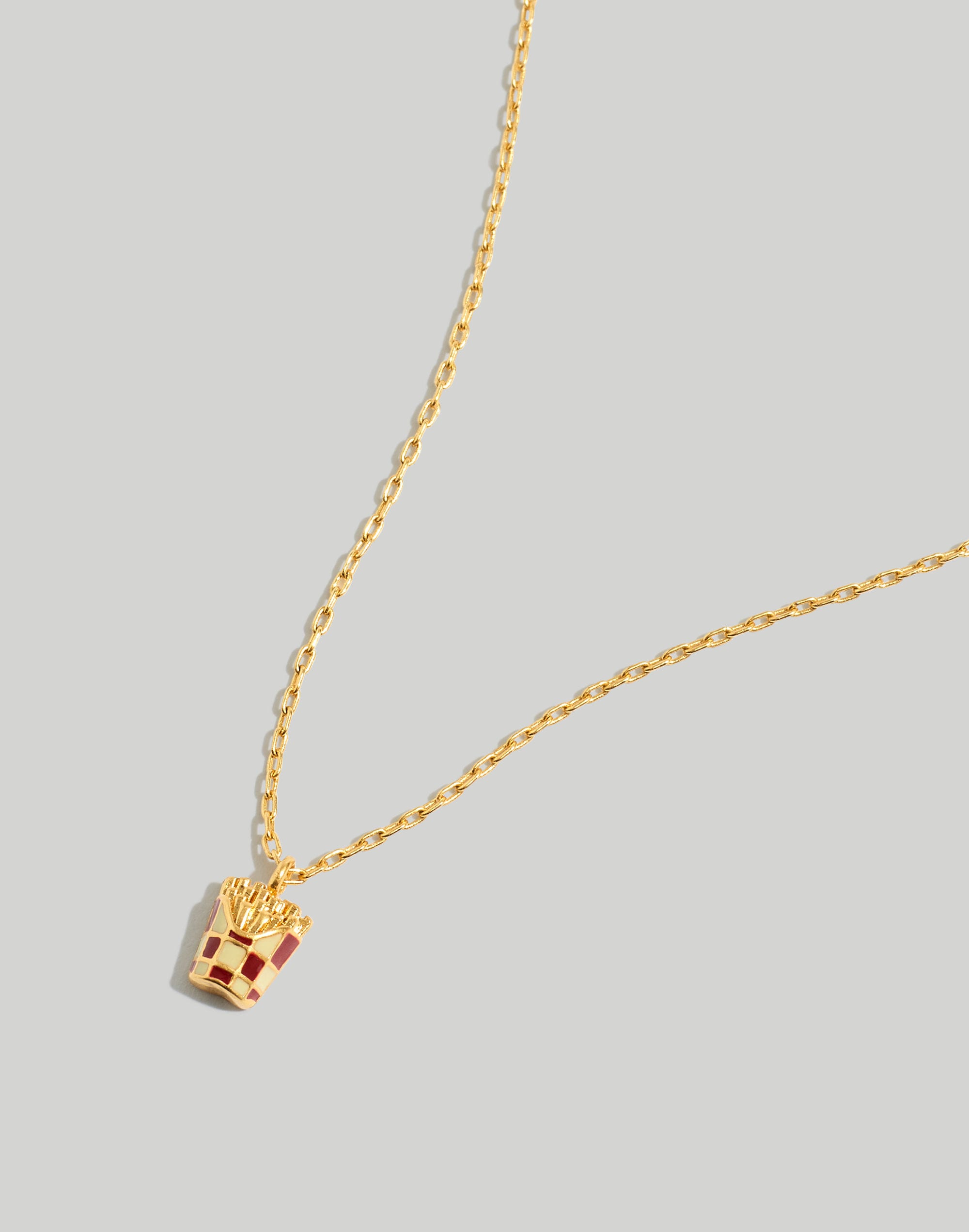 Enamel French Fry Pendant Necklace