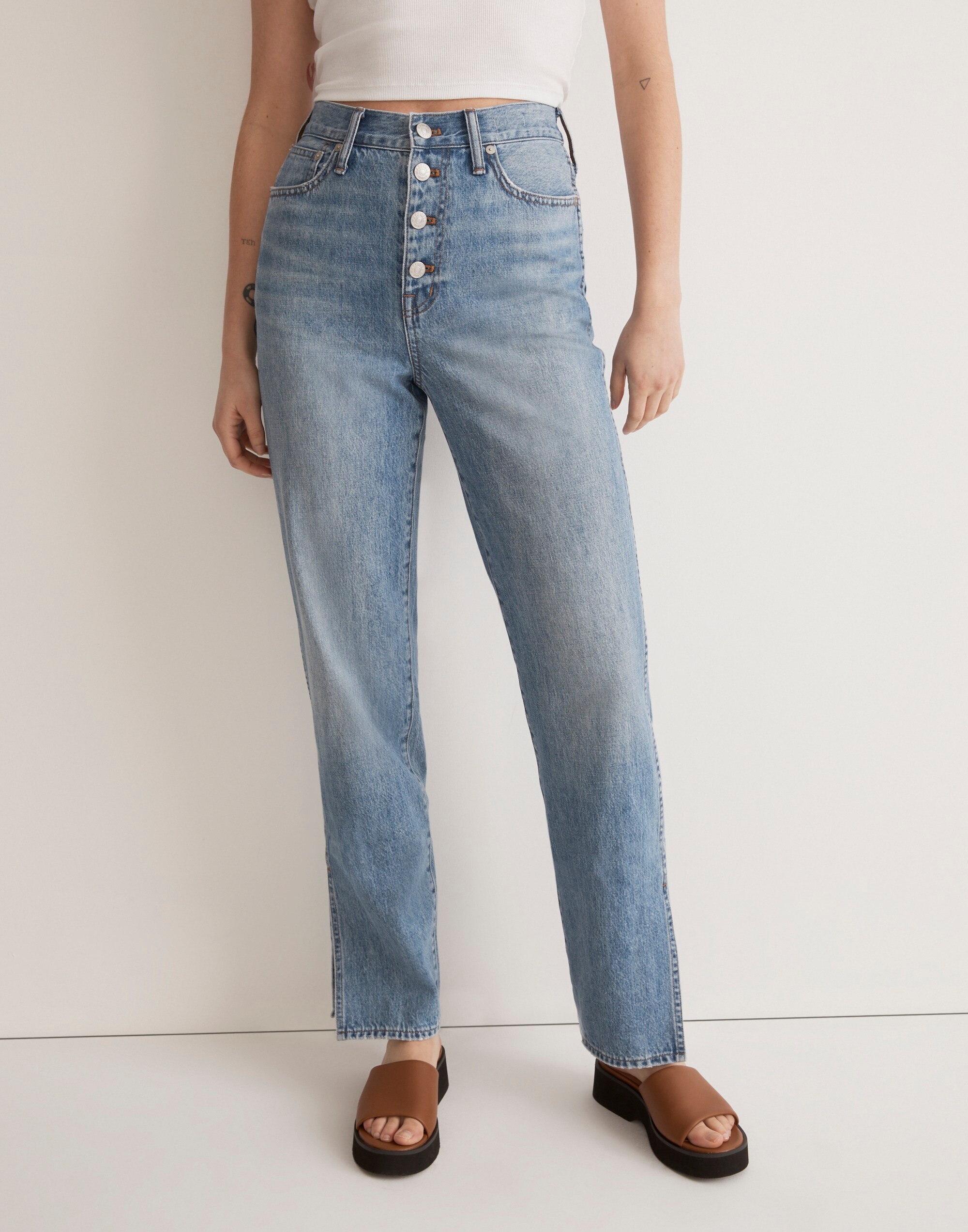 The Perfect Vintage Straight Jean in Deforst Wash: Side-Slit Edition