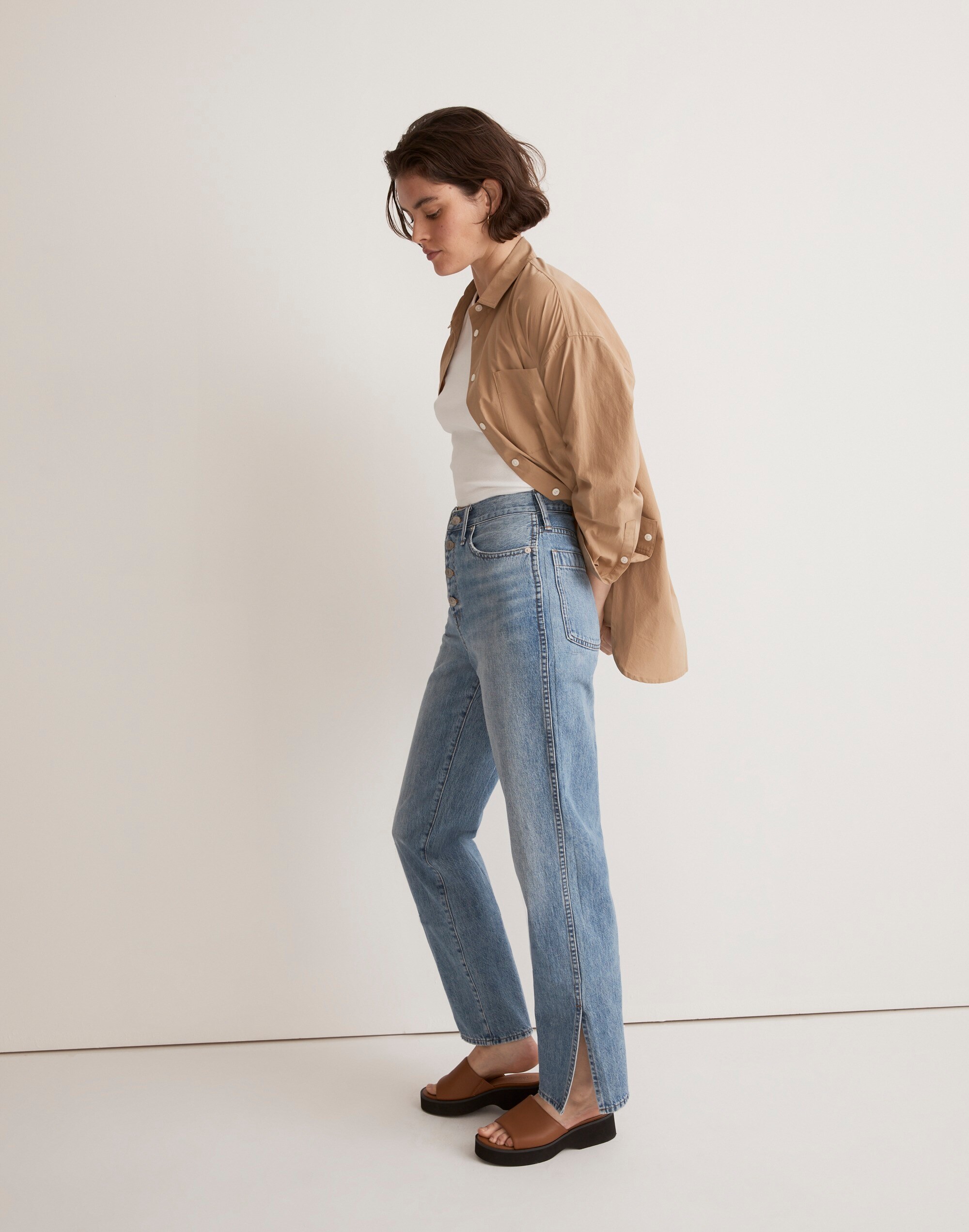 The Perfect Vintage Straight Jean in Deforst Wash: Side-Slit Edition