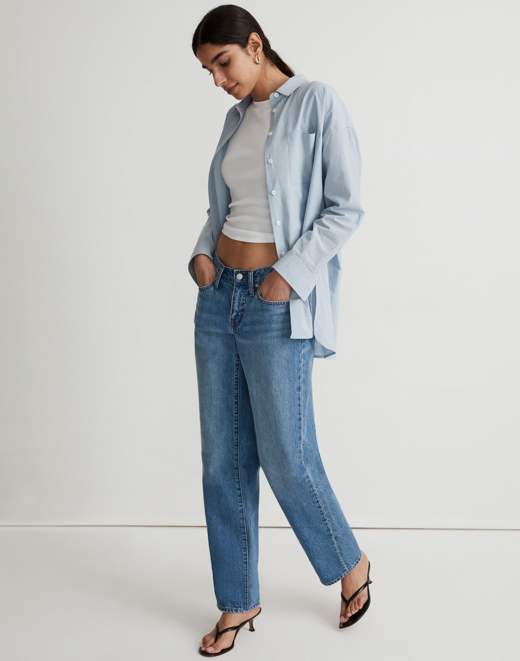 Low-Rise Baggy Straight Jeans in Enley Wash Alternate Image 1
