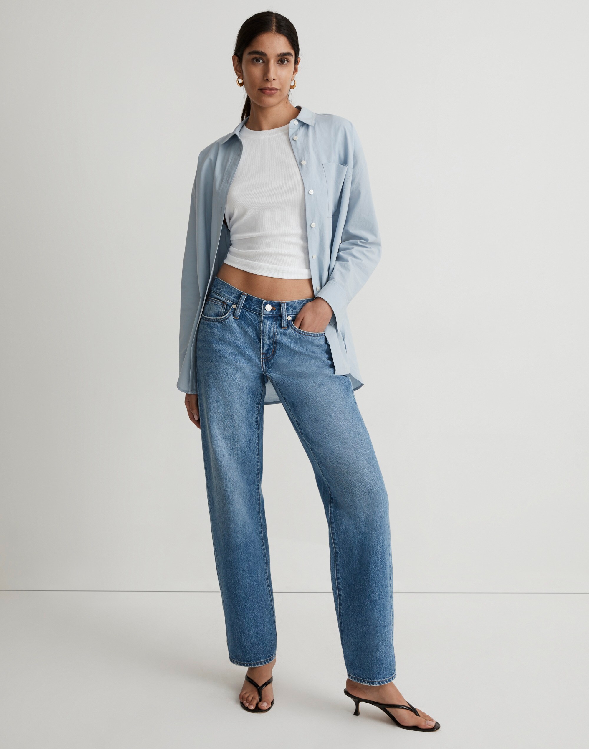 low-rise baggy straight jeans in enley wash