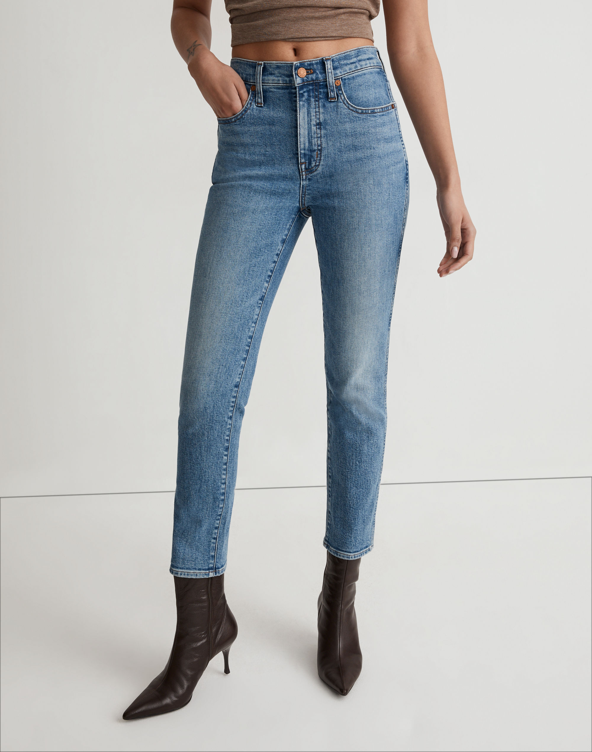 Petite Mid-Rise Stovepipe Jeans