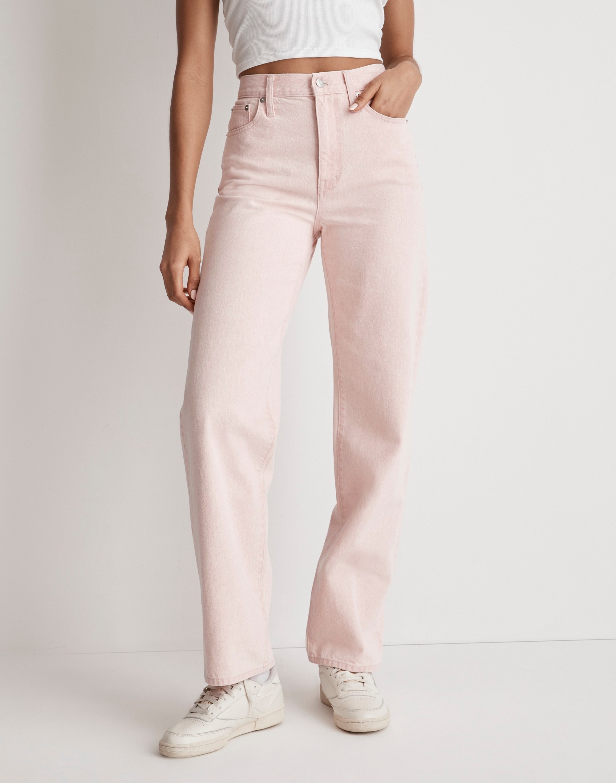 The Perfect Vintage Wide-Leg Jean in Light Pink Wash: Botanical-Dye Edition