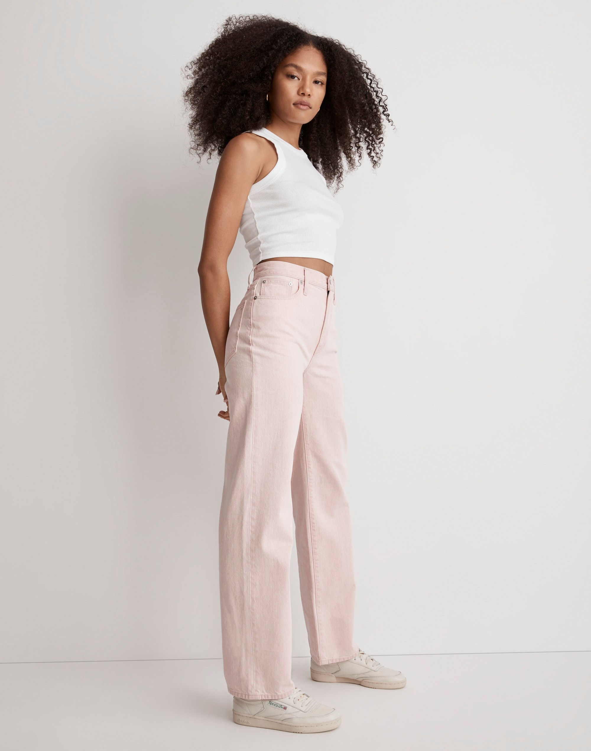 The Perfect Vintage Wide-Leg Jean in Light Pink Wash: Botanical-Dye Edition in null image 3