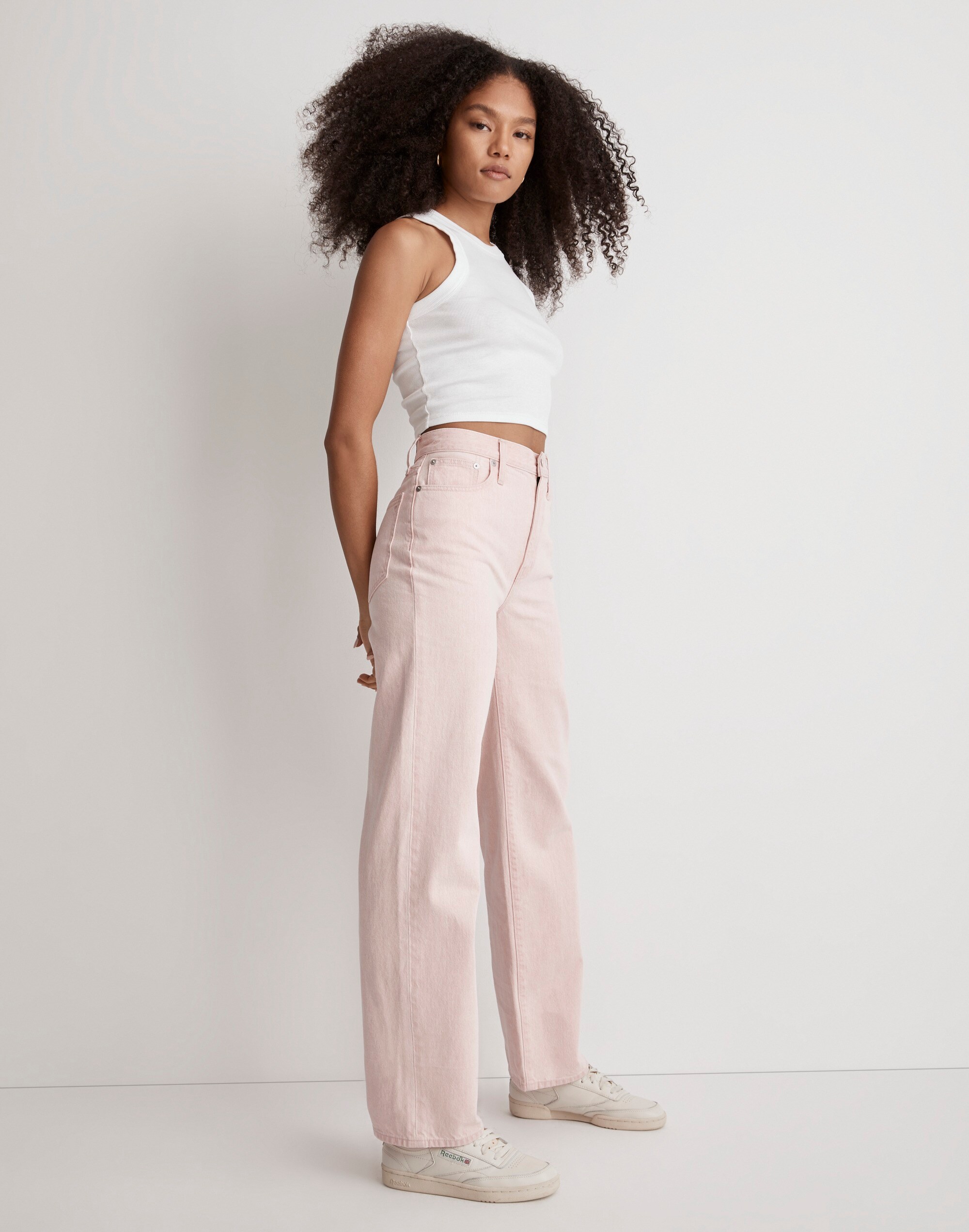 The Perfect Vintage Wide-Leg Jean in Light Pink Wash: Botanical-Dye Edition