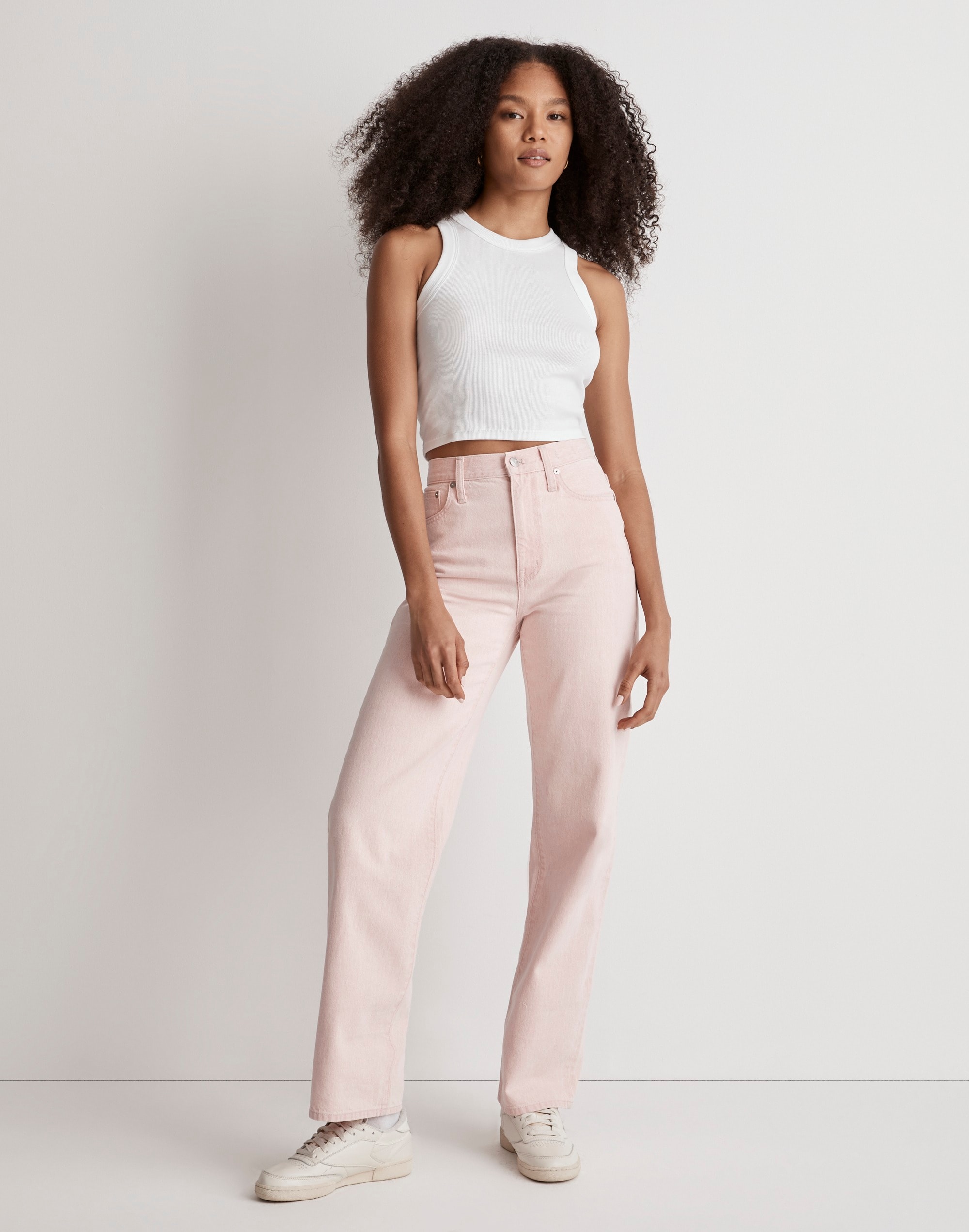 the perfect vintage wide-leg jean in light pink wash: botanical-dye edition