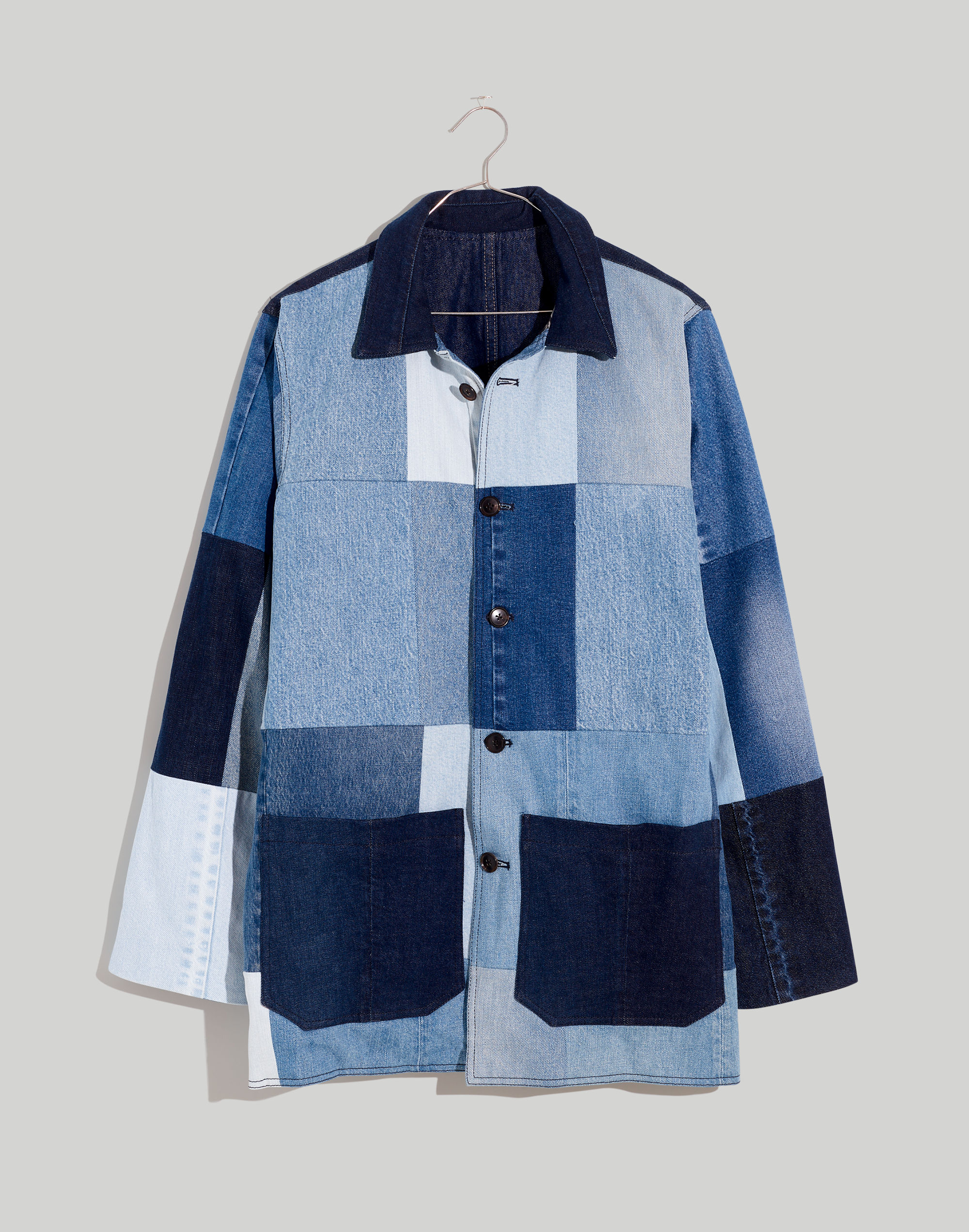 Upcycled Patchwork Shirt Jacket