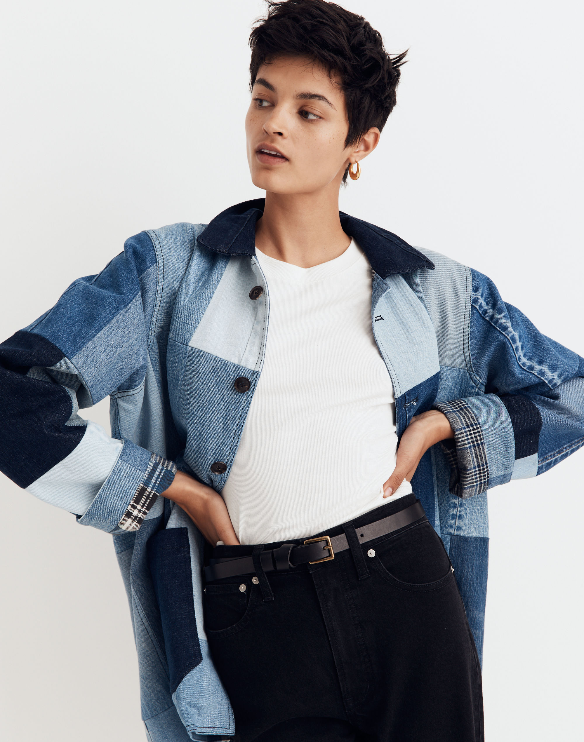 Upcycled Patchwork Shirt Jacket