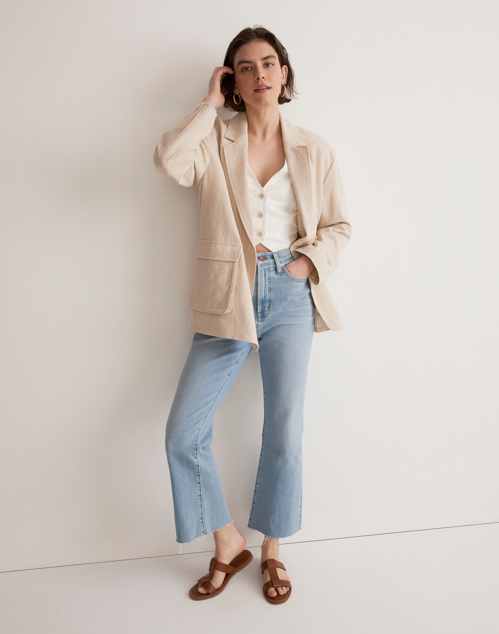 The Petite Perfect Vintage Flare Crop Jean in Crester Wash: Raw-Hem Edition