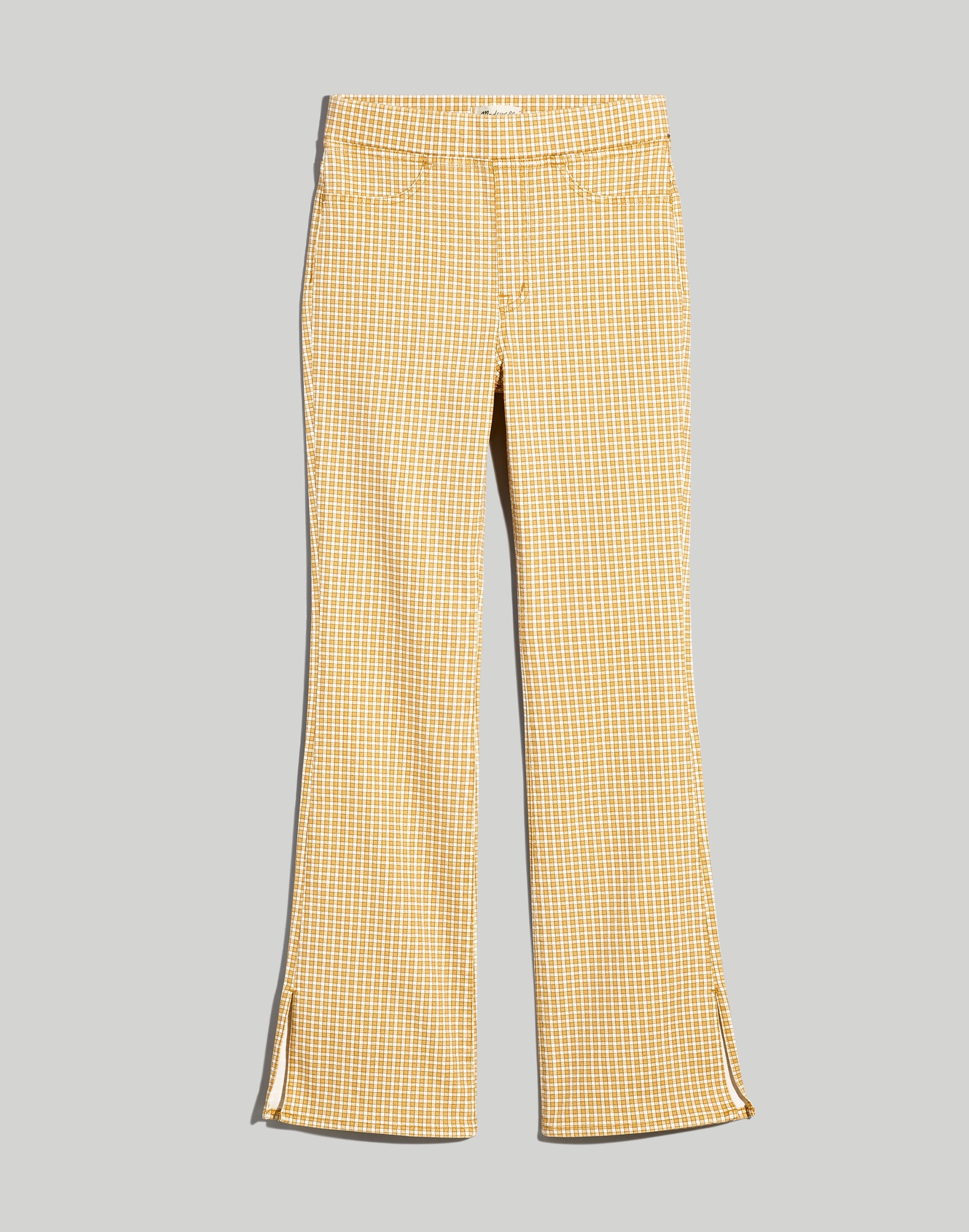 Pull-On Skinny Flare Jeans in Mini Check