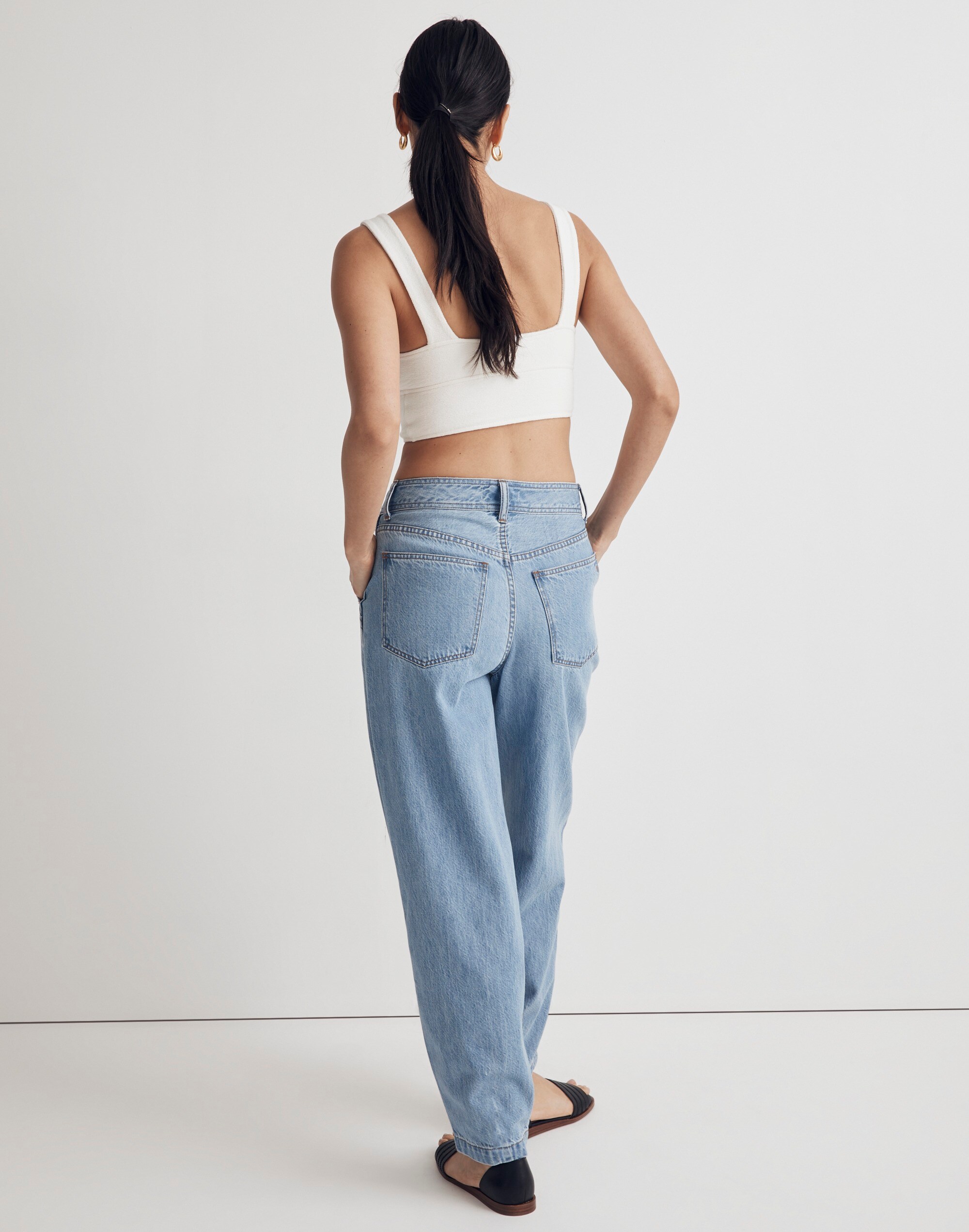 Baggy Tapered Jeans in Idarose Wash: Pleated Edition