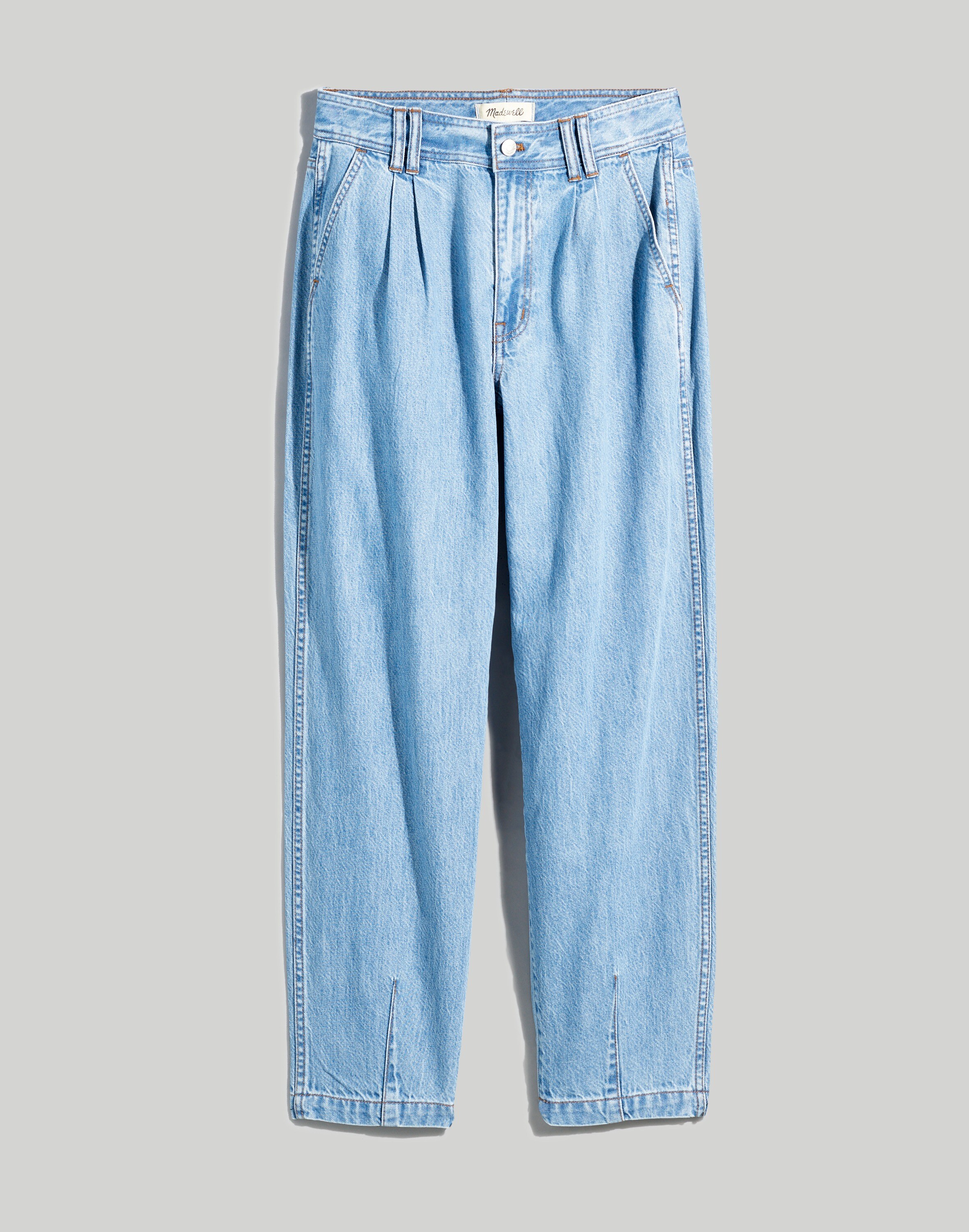 Baggy Tapered Jeans in Idarose Wash: Pleated Edition