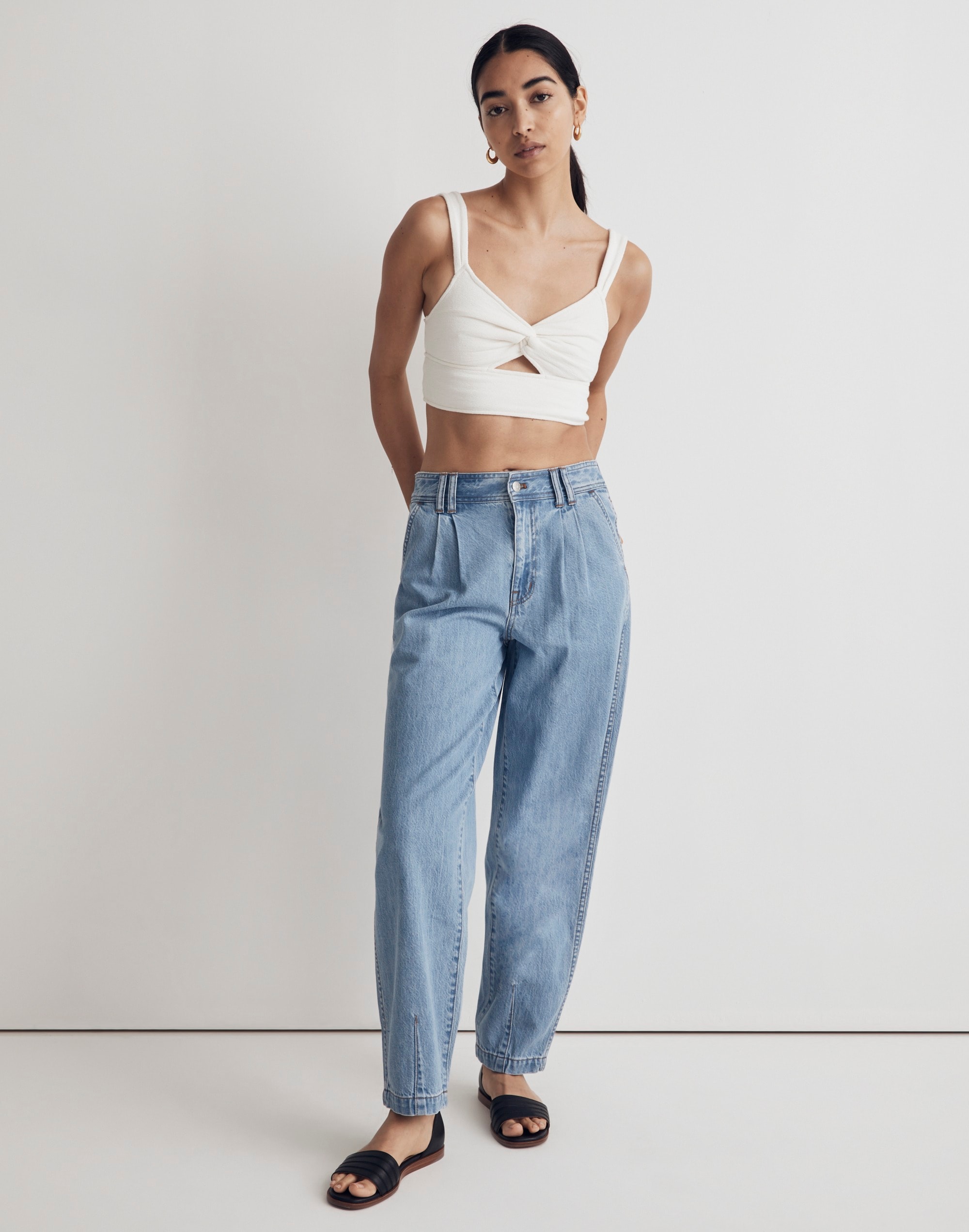 Baggy Tapered Jeans in Idarose Wash: Pleated Edition | Madewell