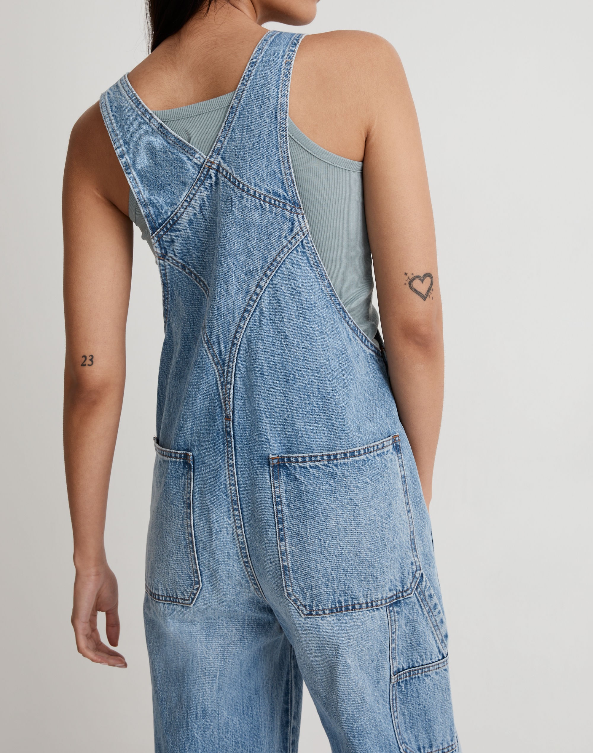Denim Oversized Carpenter Overalls in Aldott Wash