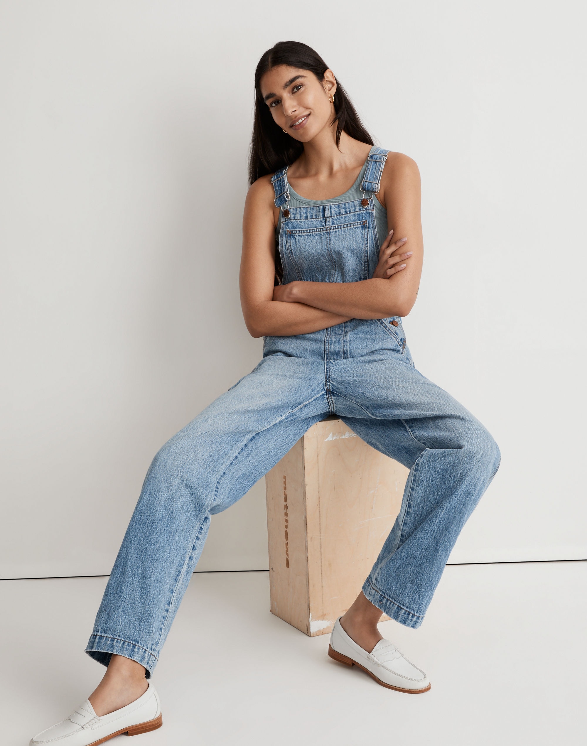 Denim Oversized Carpenter Overalls in Aldott Wash