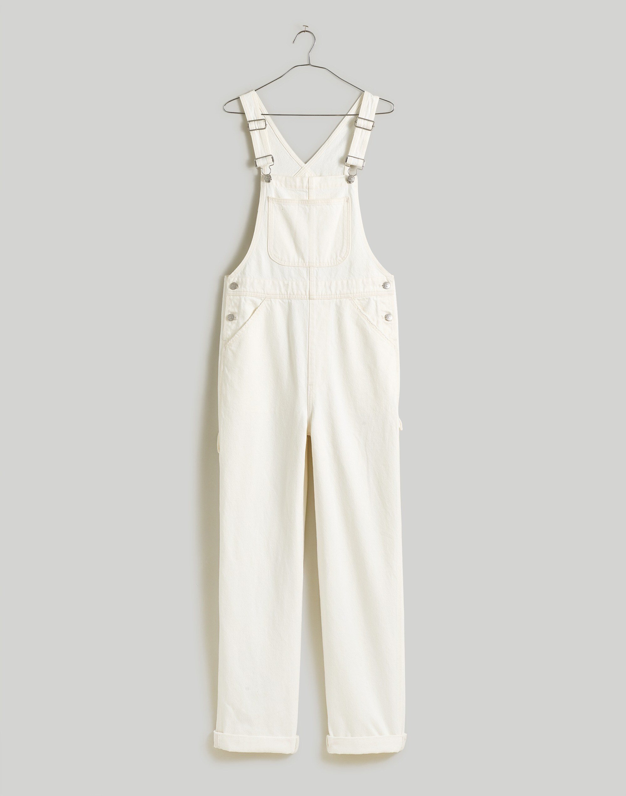 Tall Denim Oversized Carpenter Overalls in Tile White