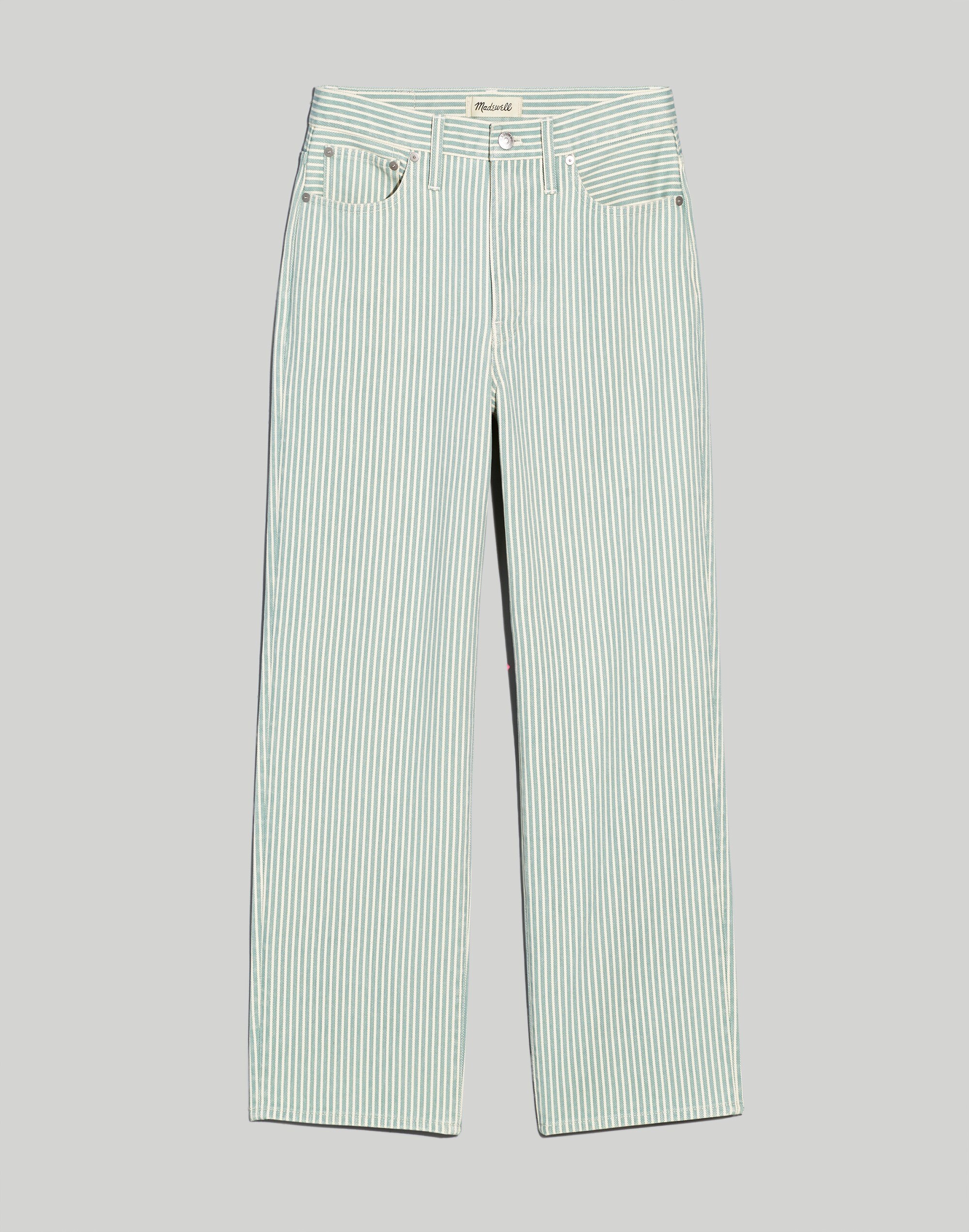 The Perfect Vintage Wide-Leg Crop Jean in Pale Celadon Stripe
