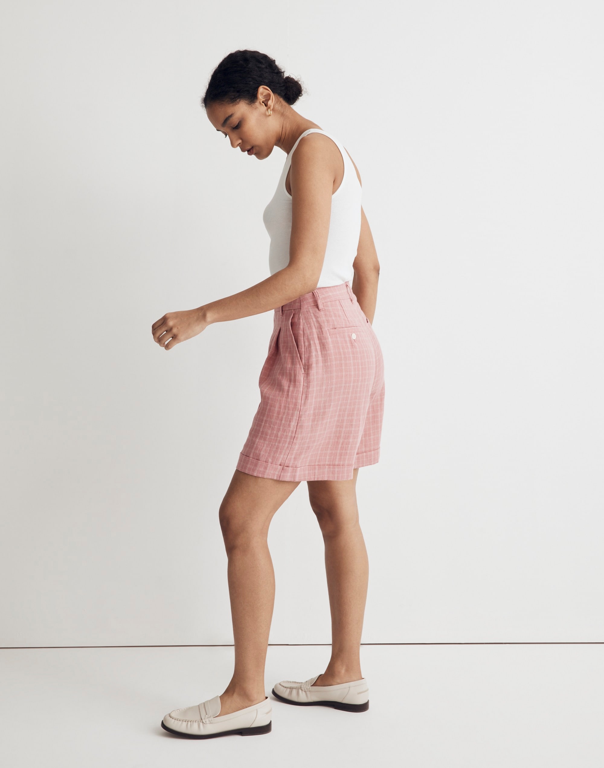 The Harlow Short in Checked 100% Linen