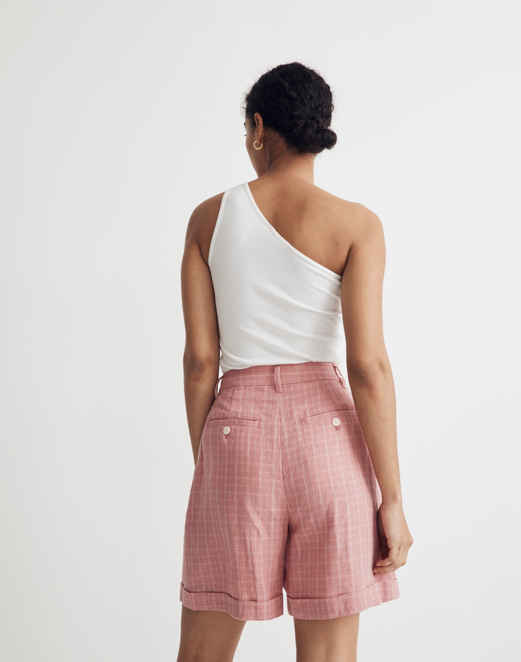 The Harlow Short in Checked 100% Linen