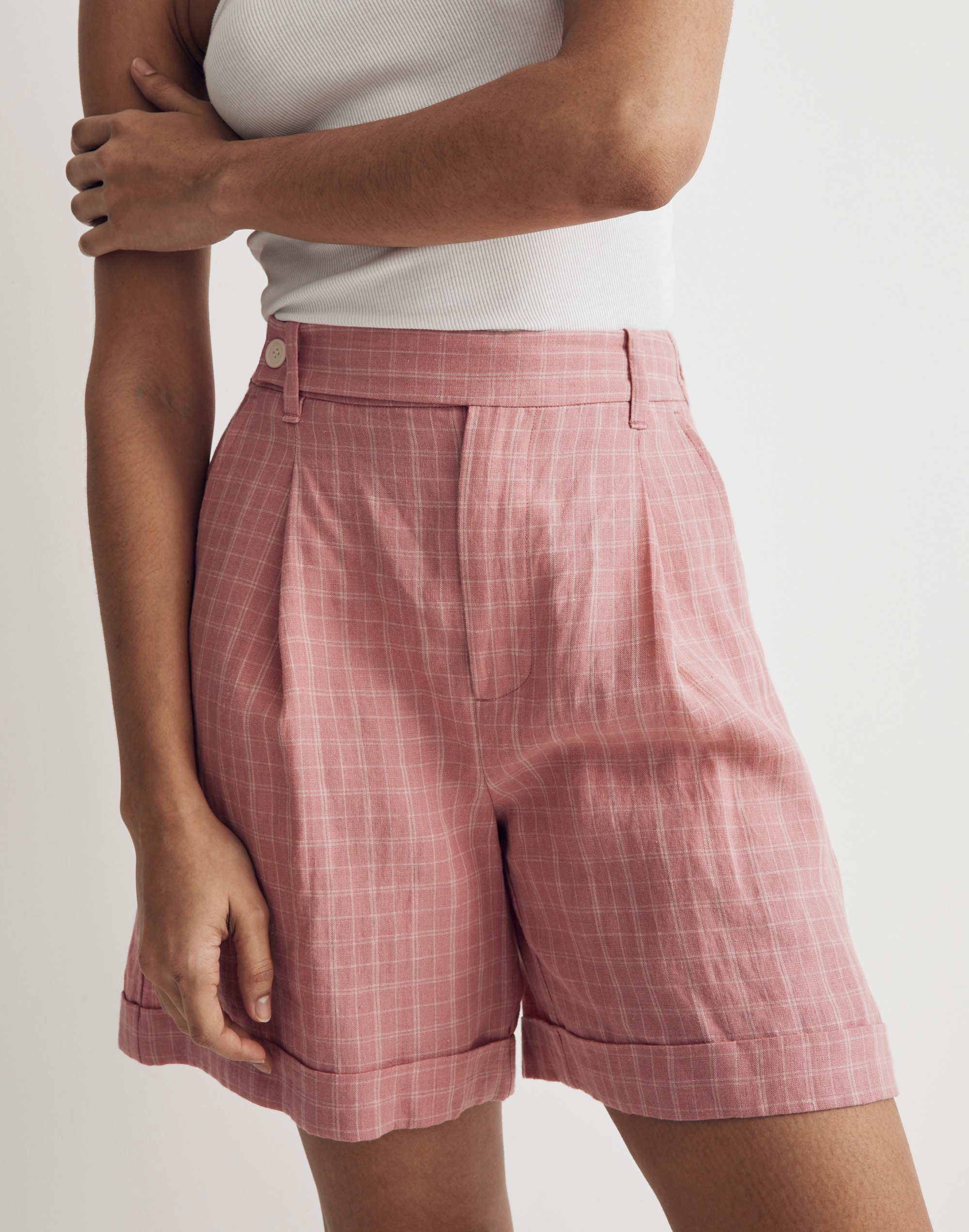 The Harlow Short in Checked 100% Linen