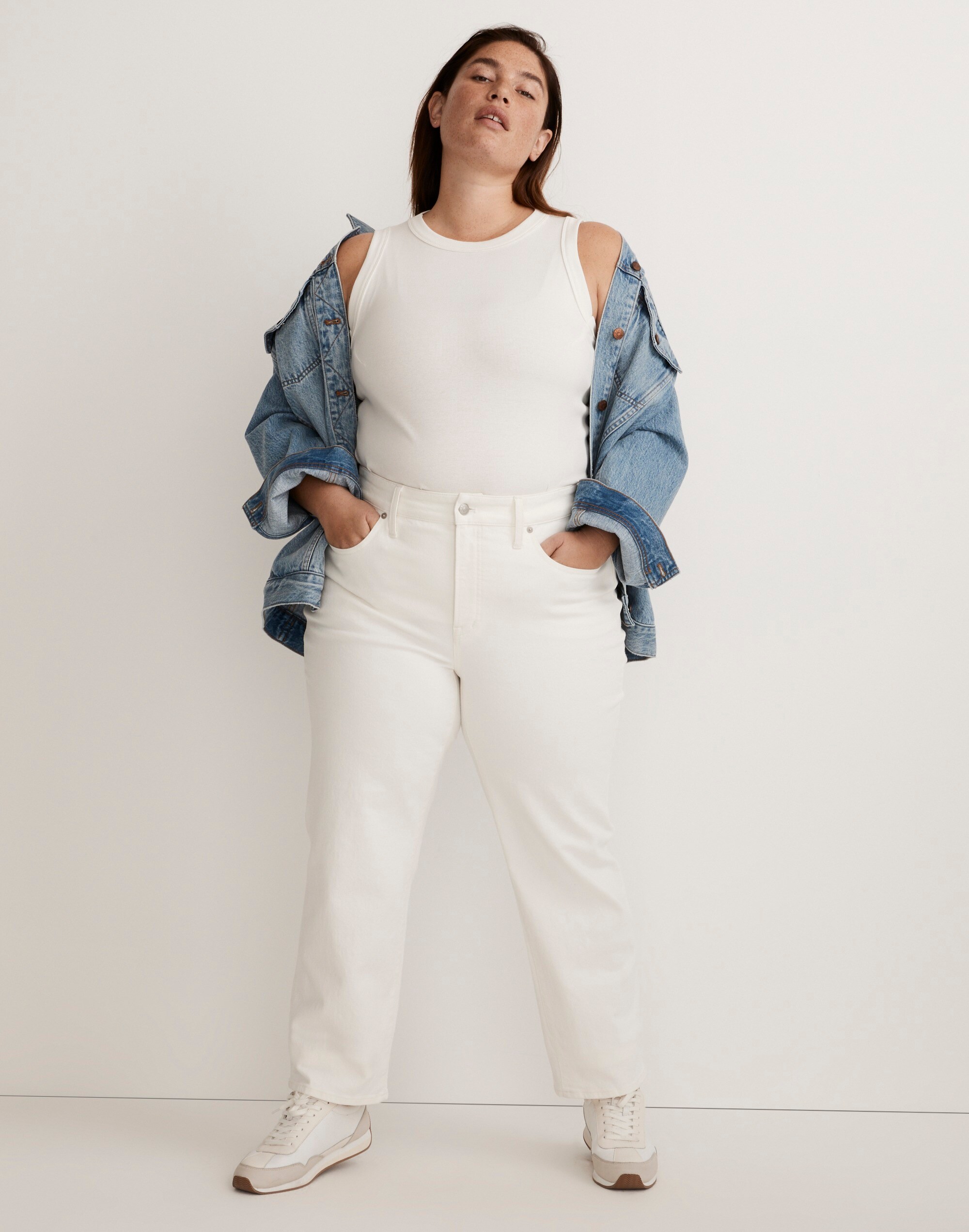 The Plus Perfect Vintage Straight Jean in Tile White