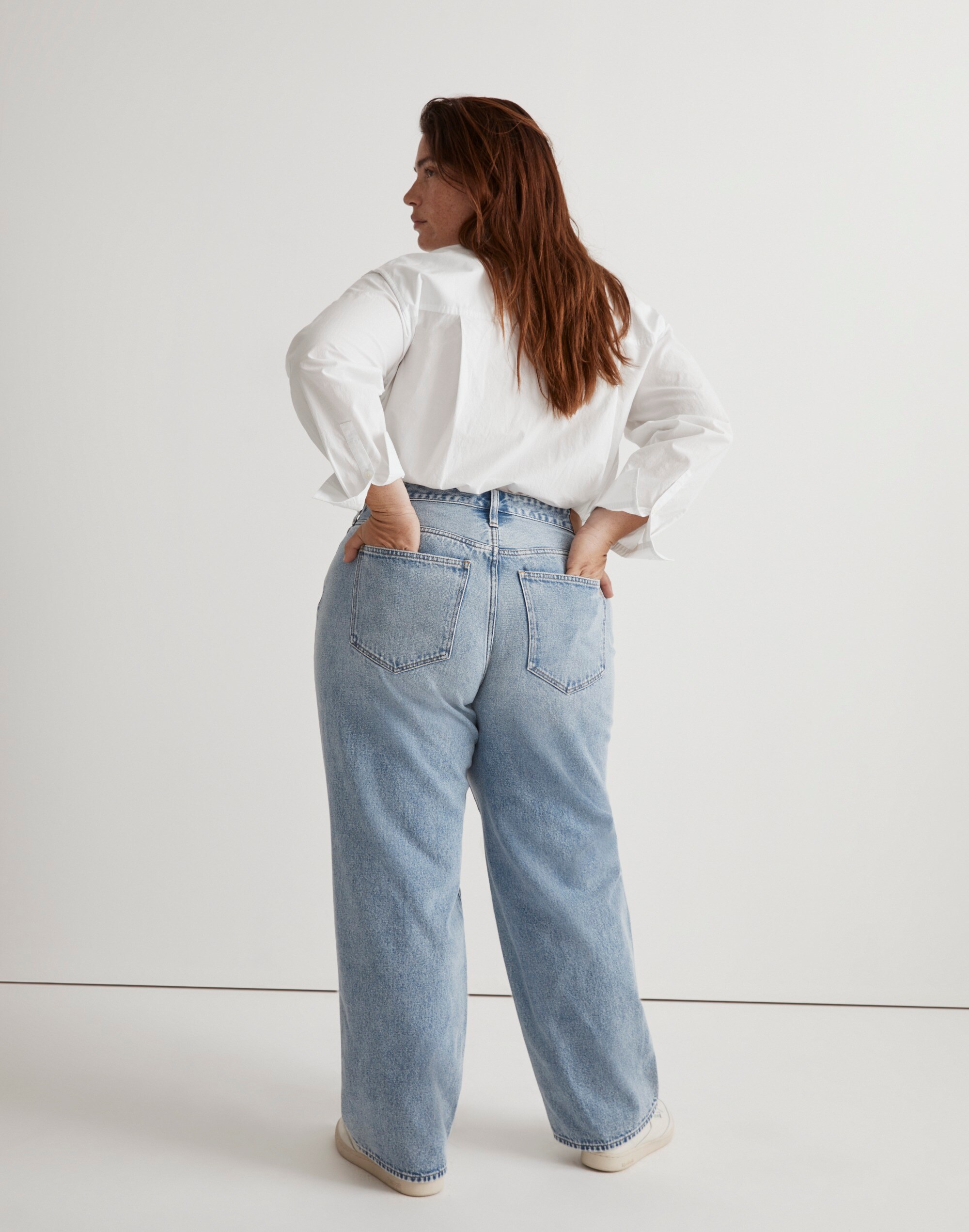 Plus Baggy Straight Jeans in Olvera Wash