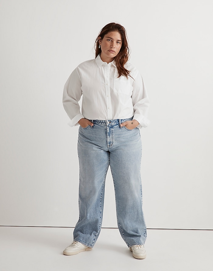 Plus Baggy Straight Jeans in Olvera Wash