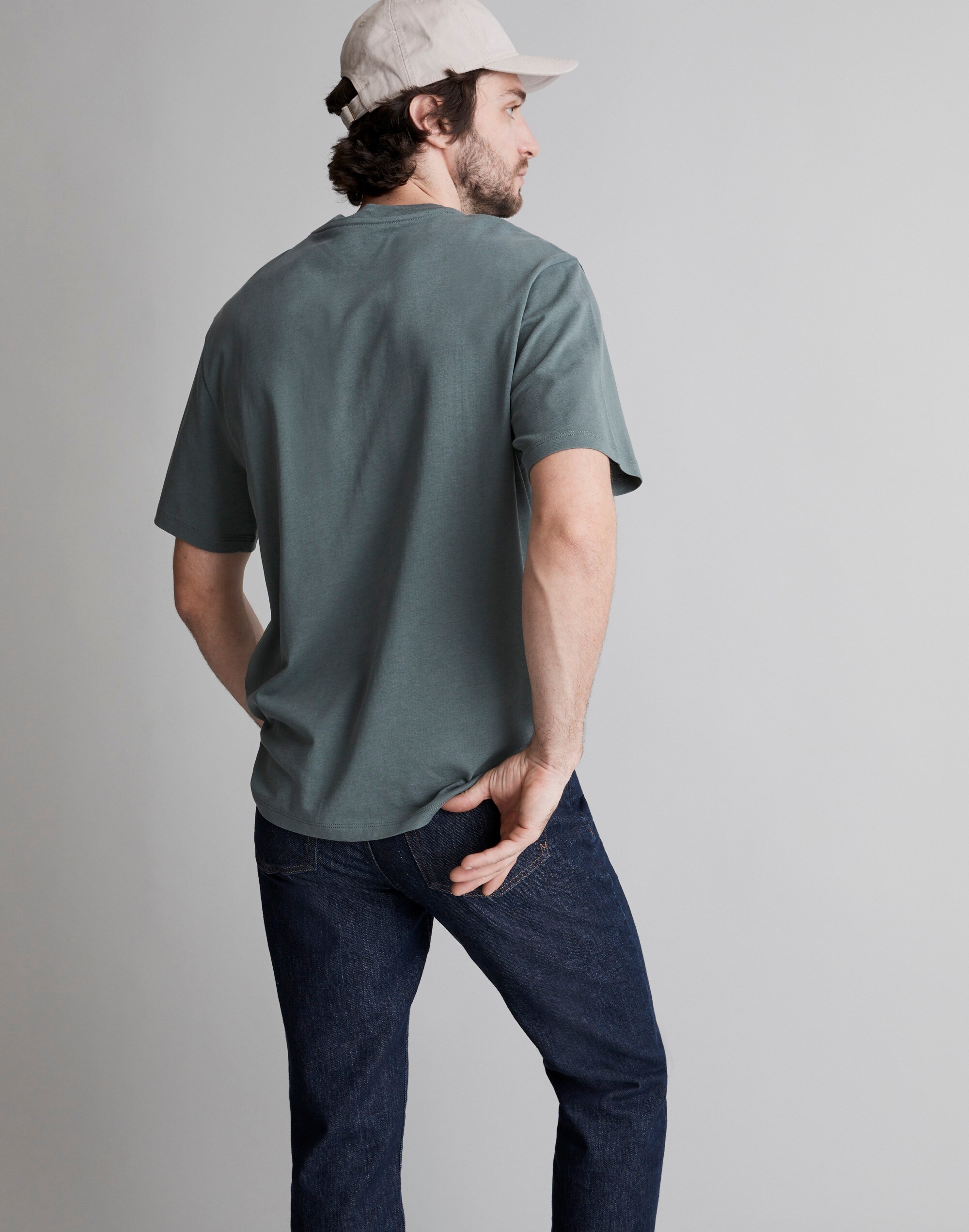 Textured Cotton Pocket Henley Tee