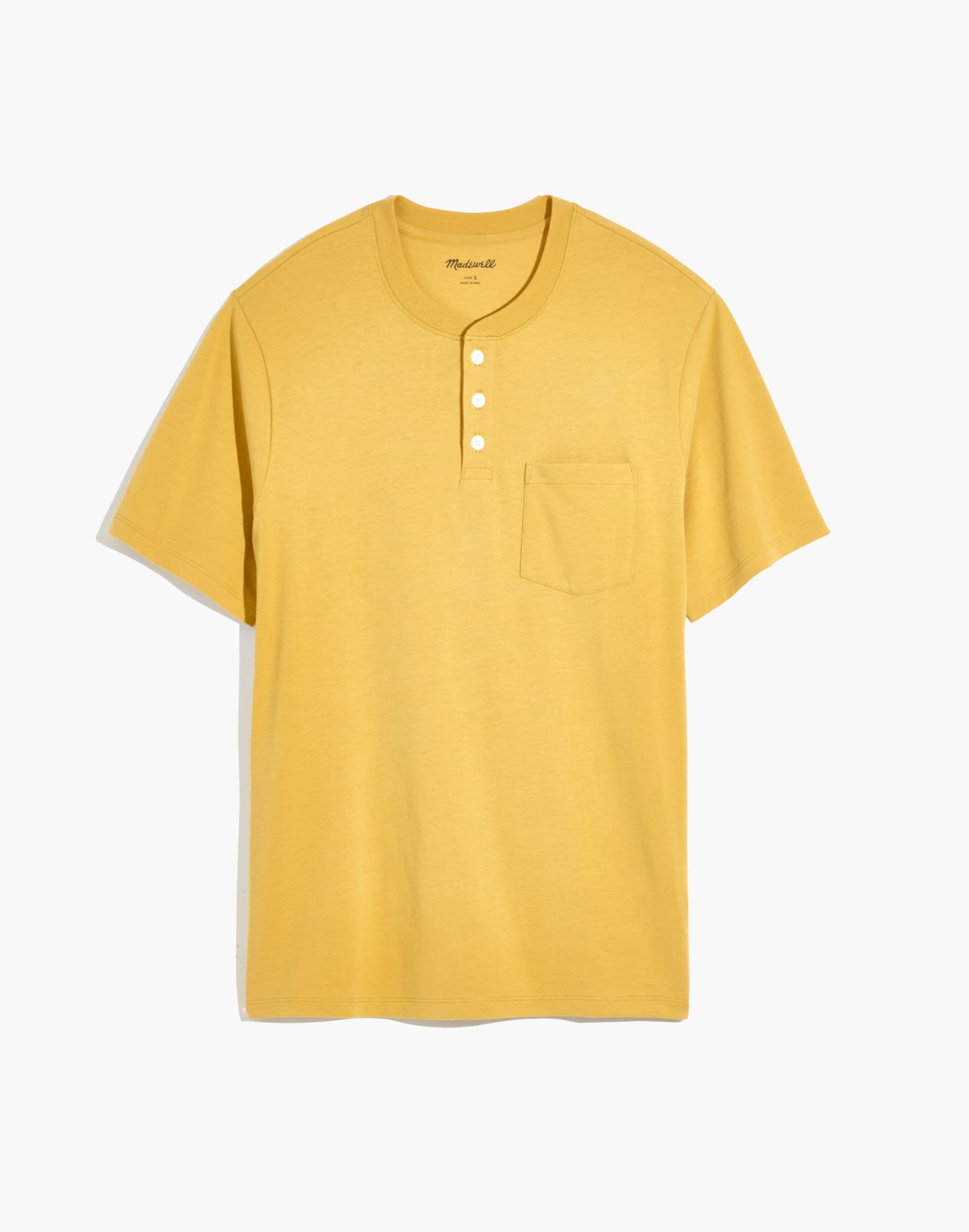 Textured Cotton Pocket Henley Tee