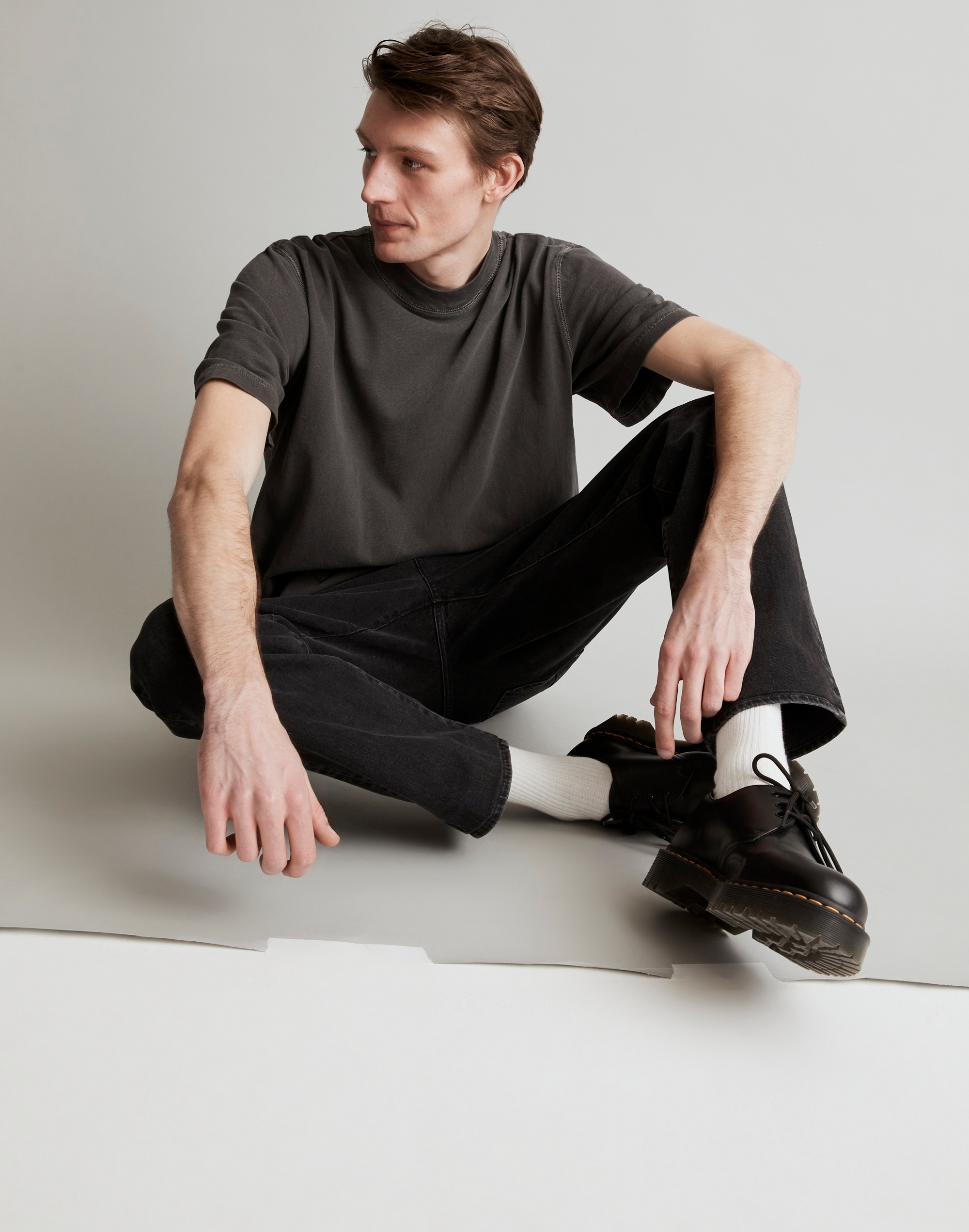 Garment-Dyed Mockneck Short-Sleeve Tee