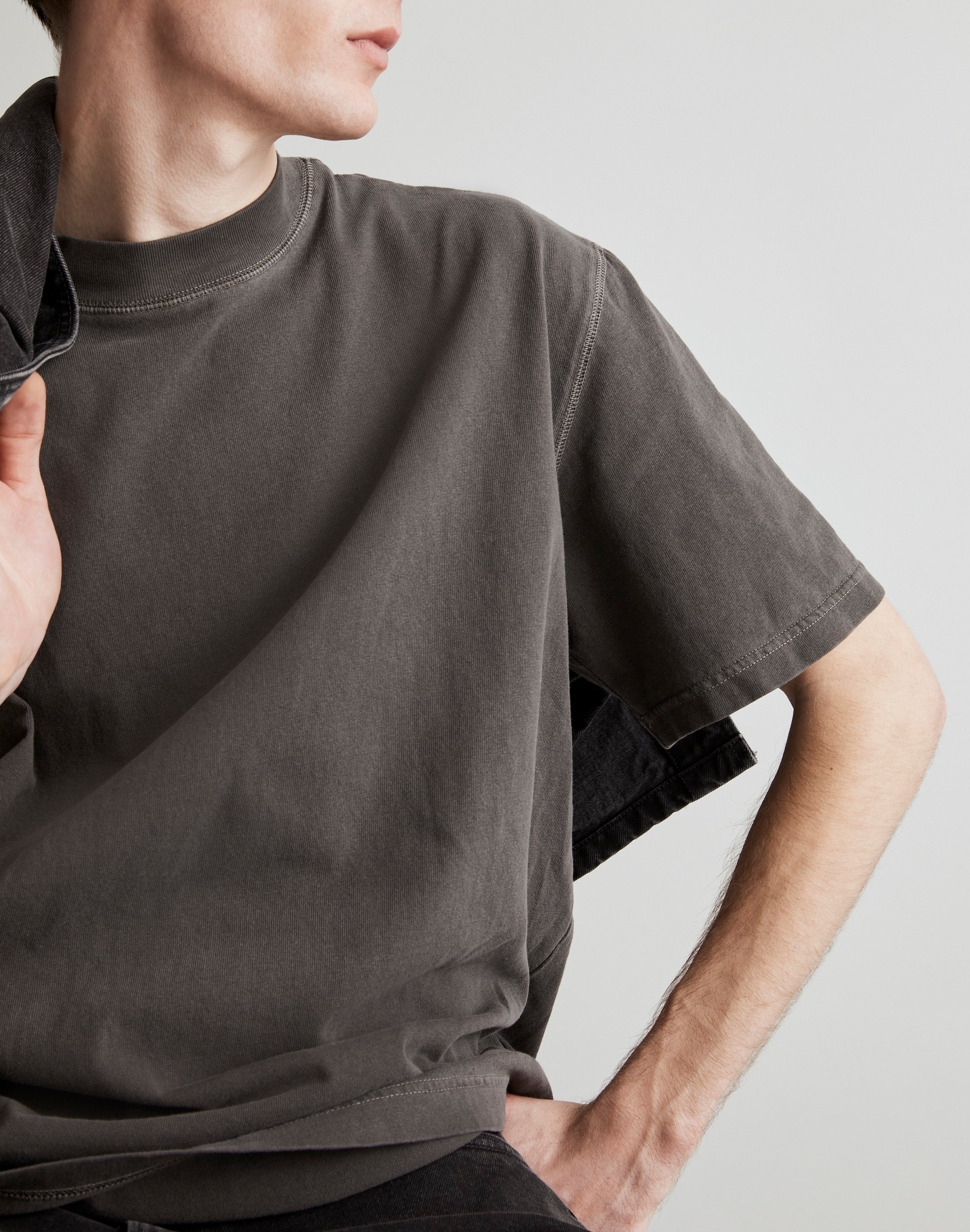 Garment-Dyed Mockneck Short-Sleeve Tee