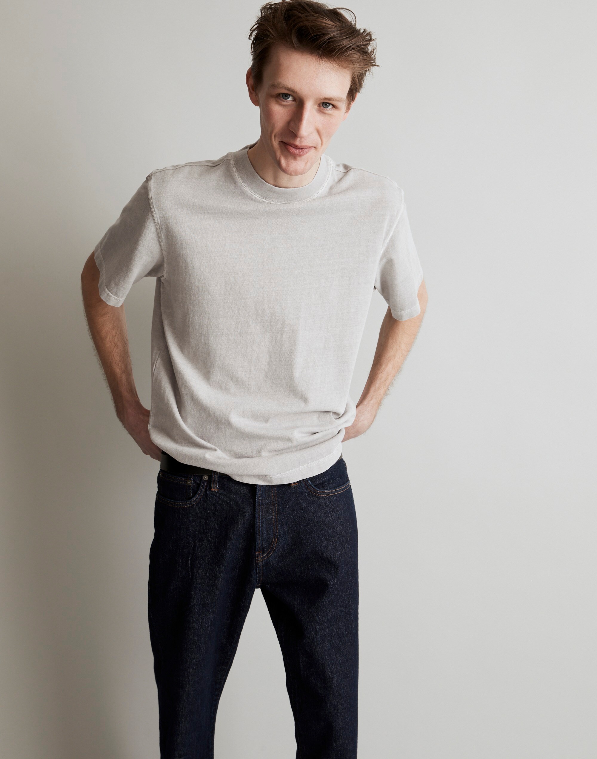 Garment-Dyed Mockneck Short-Sleeve Tee