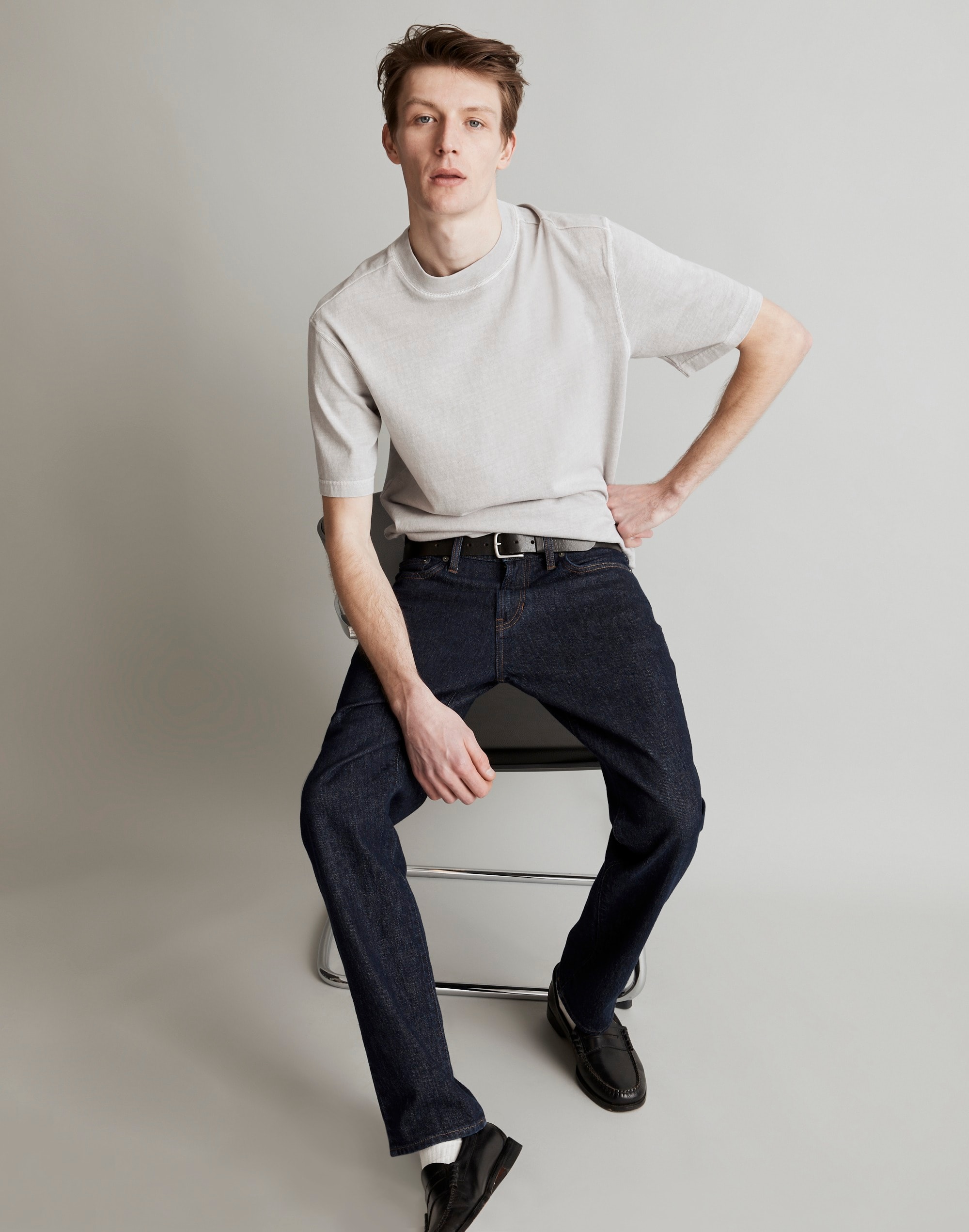 Garment-Dyed Mockneck Short-Sleeve Tee