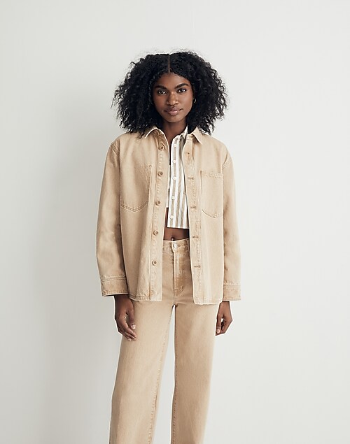 Madewell Women's Denim Shirt-Jacket: Botanical Yarn-Dye Edition in Light Chestnut Wash - Size XL