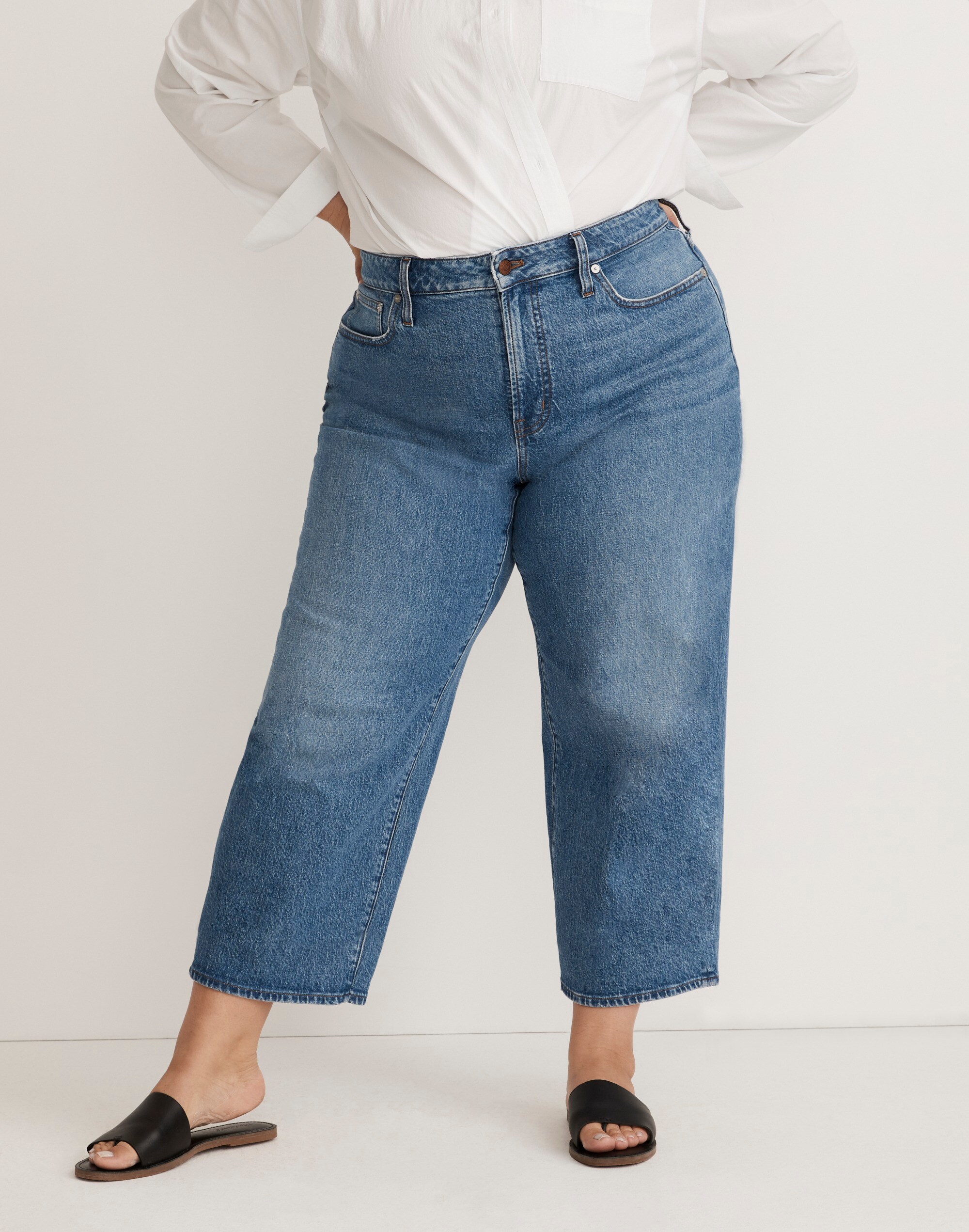 The Plus Perfect Vintage Wide-Leg Crop Jean in Cresslow Wash
