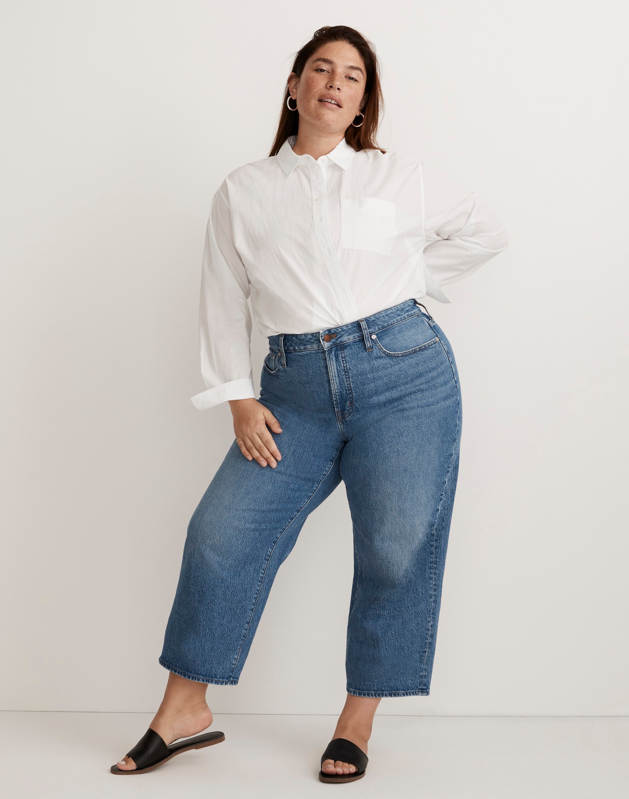 The Plus Perfect Vintage Wide-Leg Crop Jean in Cresslow Wash