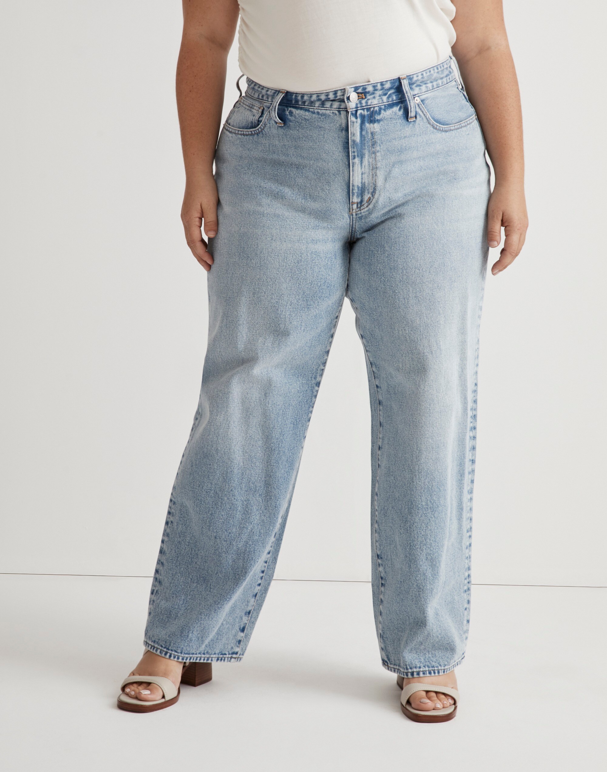 Plus Curvy Baggy Straight Jeans in Olvera Wash