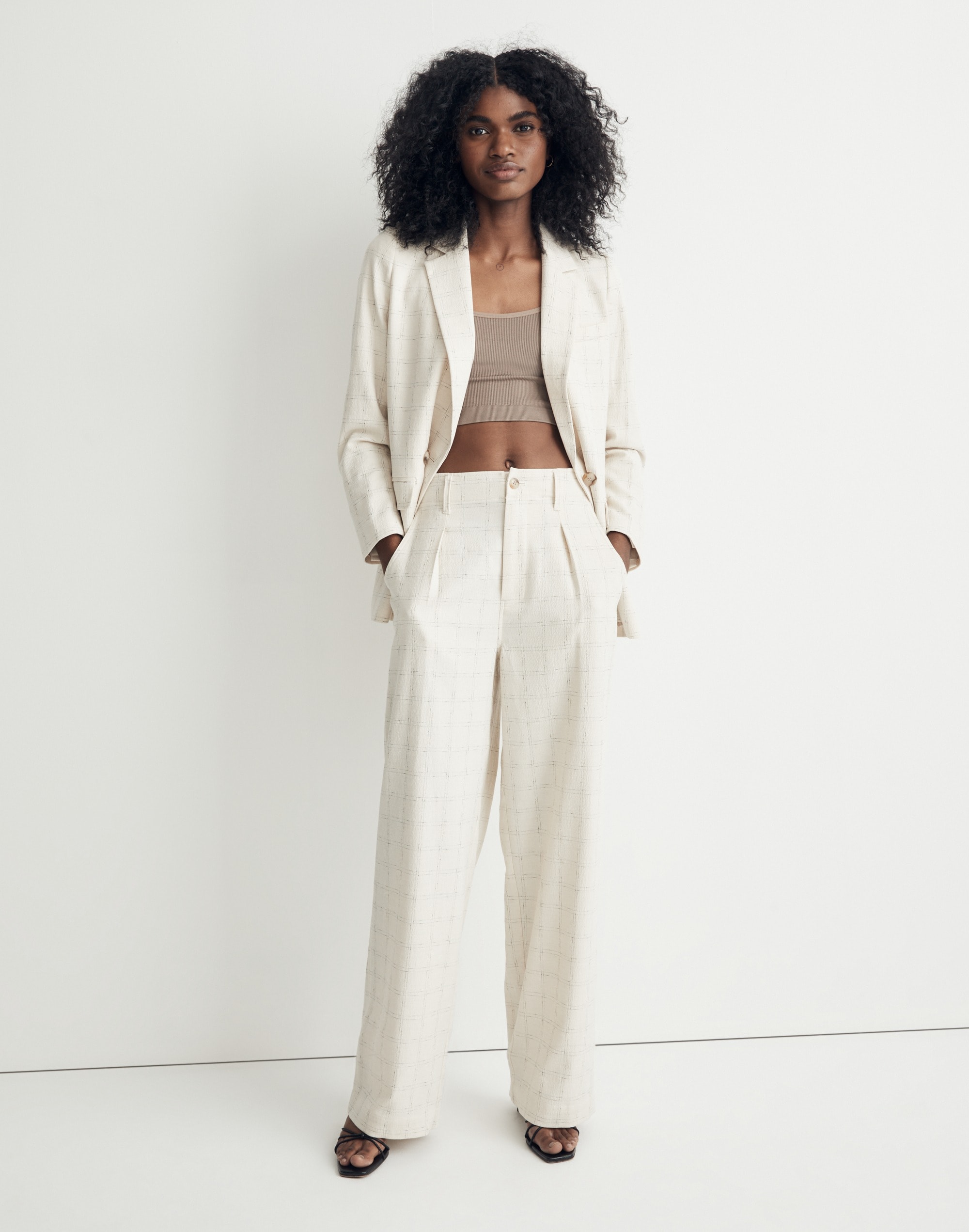 The Petite Caldwell Double-Breasted Blazer in Ghent Plaid