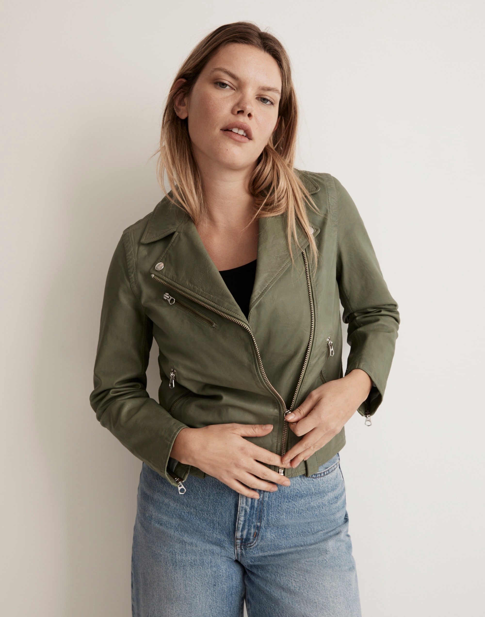 washed leather motorcycle jacket