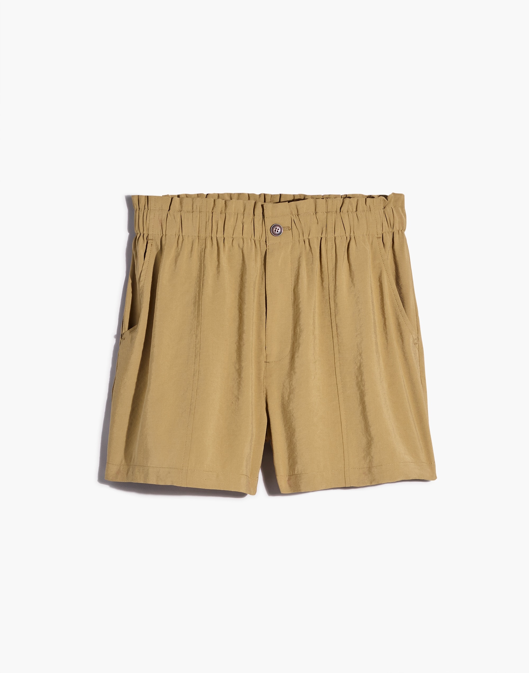 Seamed Pull-On Paperbag Shorts in Softdrape