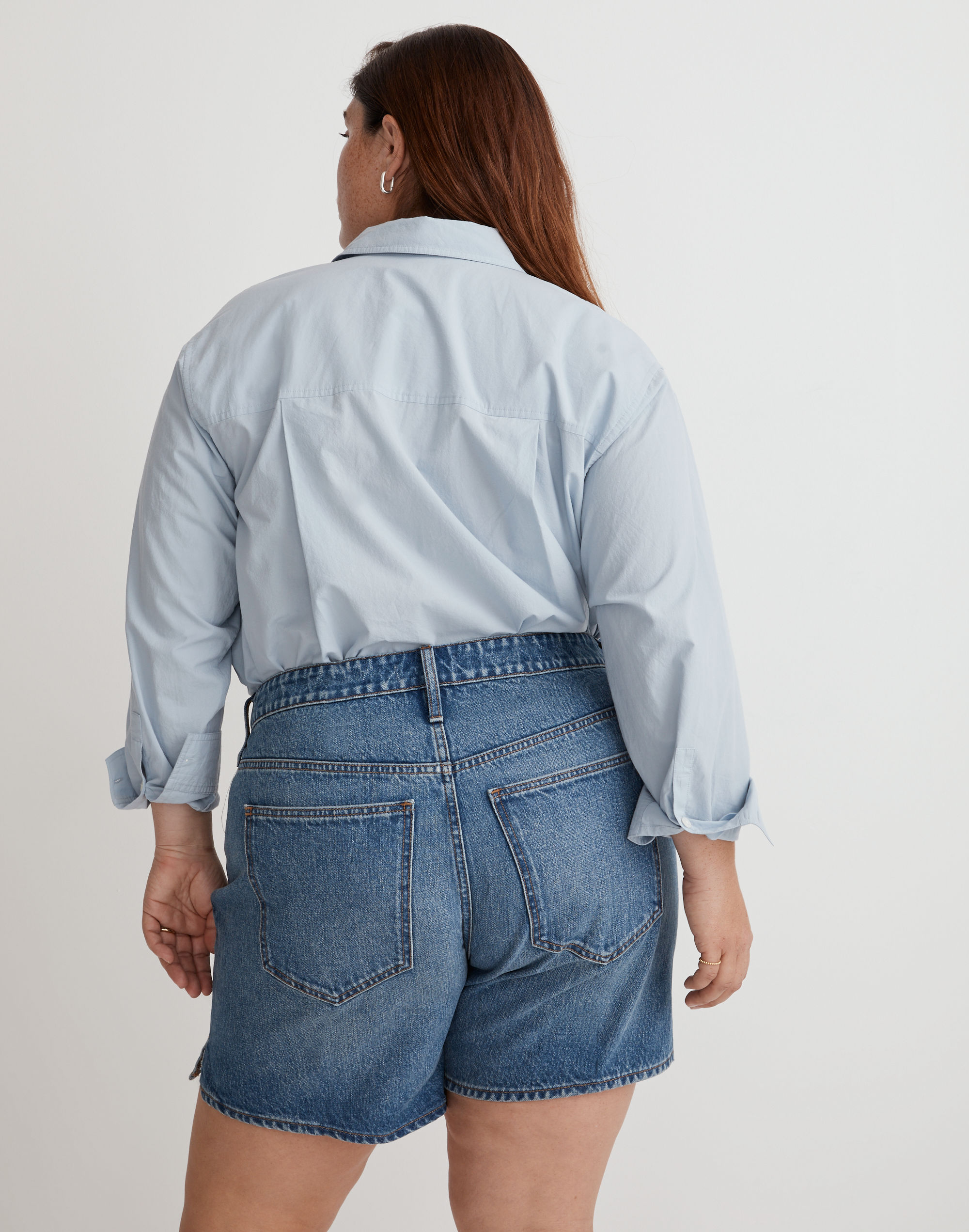 Plus Relaxed Mid-Length Denim Shorts in Kimbrough Wash: Side-Slit Edition