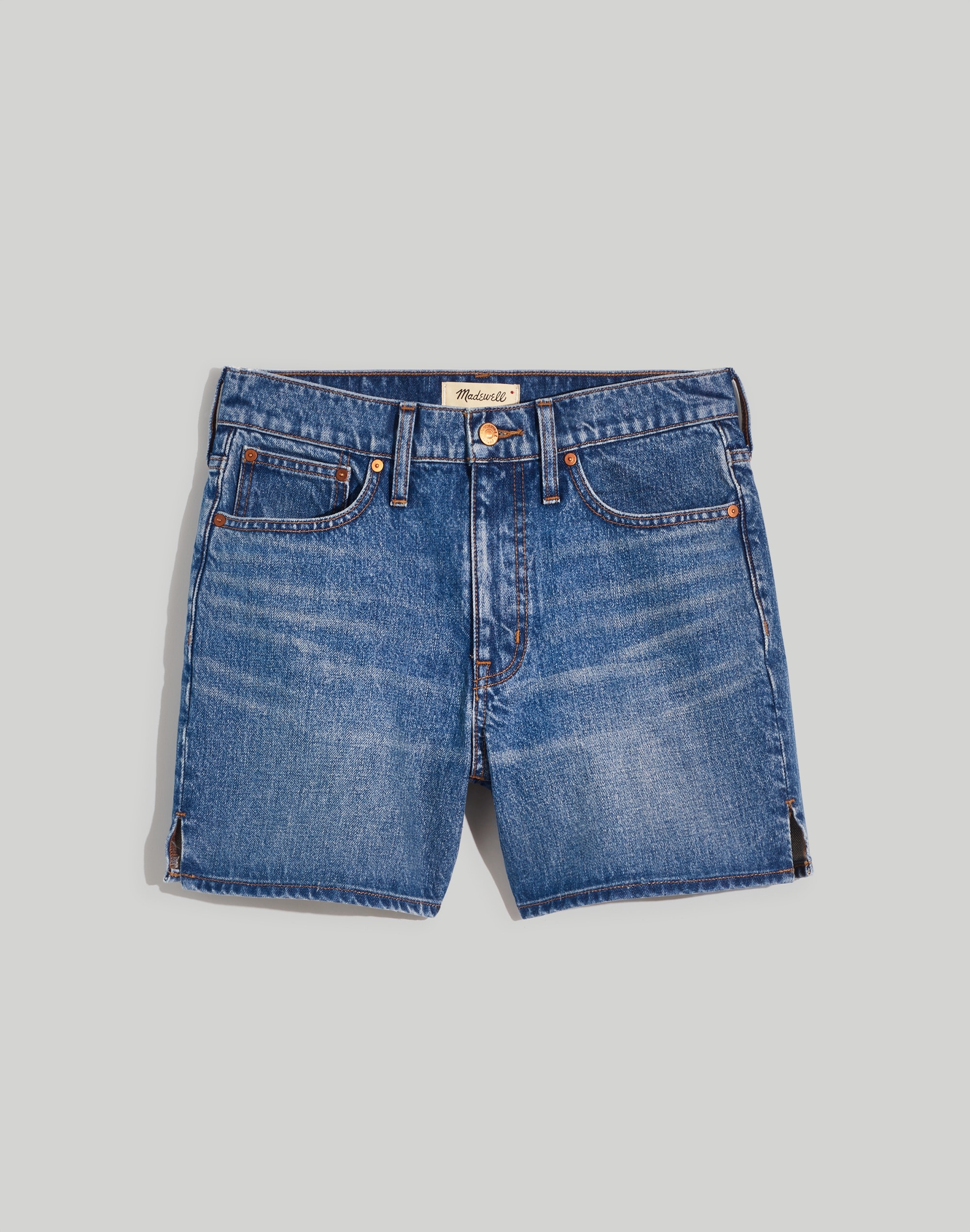 Plus Relaxed Mid-Length Denim Shorts in Kimbrough Wash: Side-Slit Edition