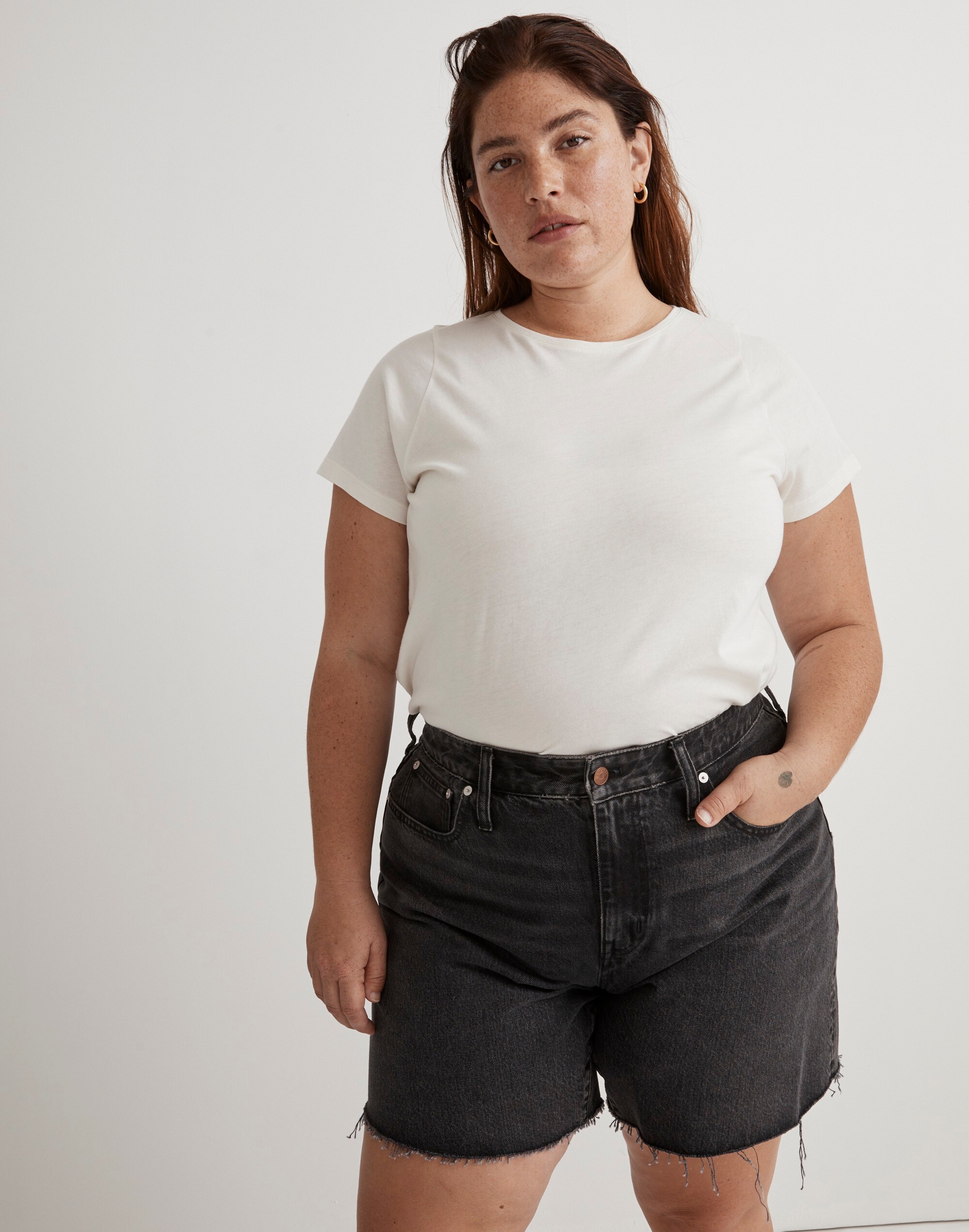 Plus Baggy Jean Shorts in Reyburn Wash