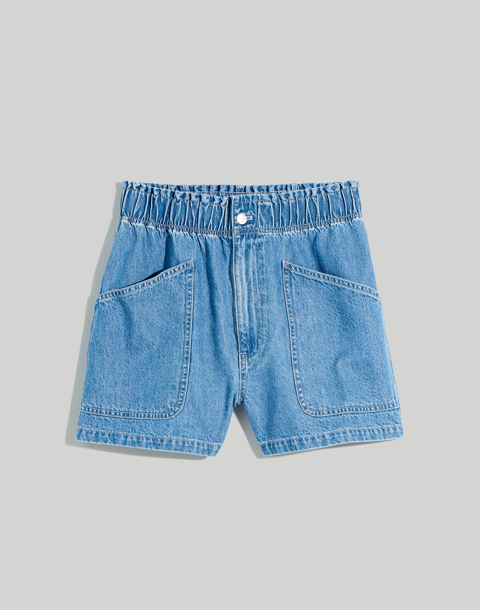 Plus Denim Pull-On Paperbag Utility Shorts in Arcwood Wash | Madewell