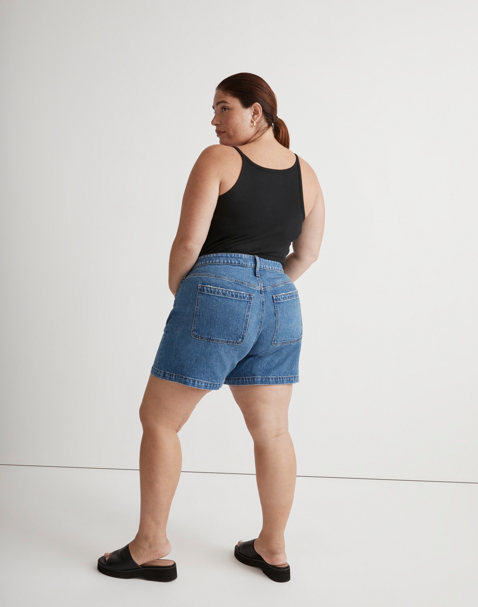The Plus Curvy Emmett Short in Earlwood Wash: Patch Pocket Edition