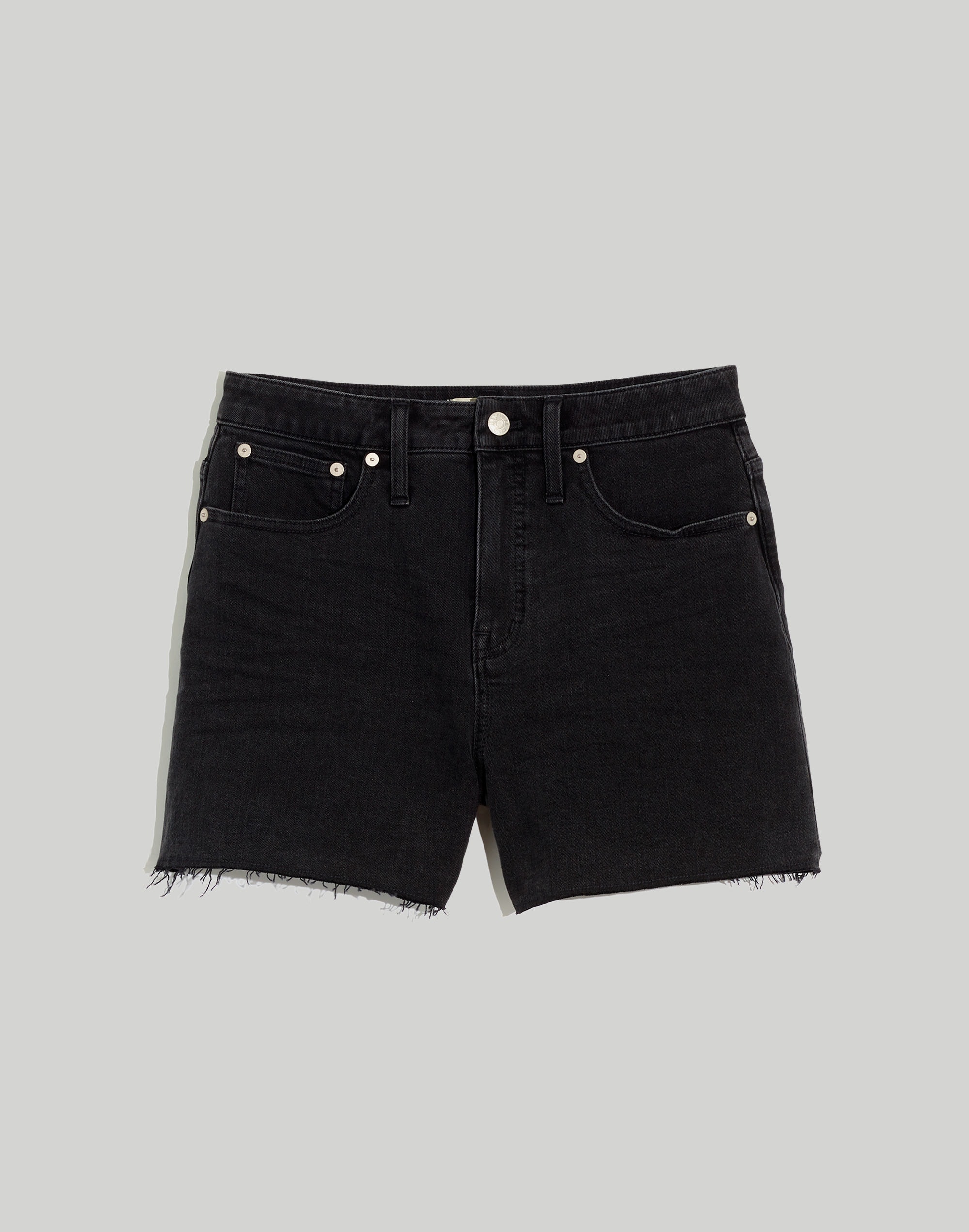Plus Curvy High-Rise Denim Shorts in Lunar Wash