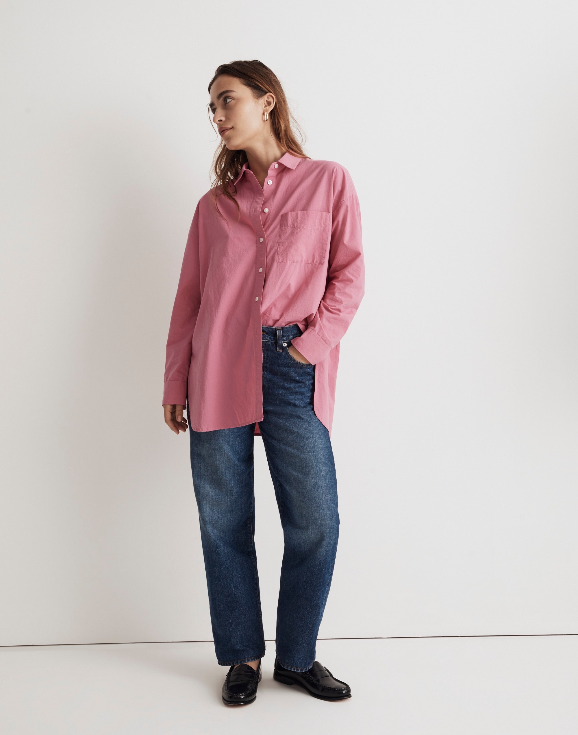 Mw The Signature Poplin Oversized Shirt In Nouveau Pink