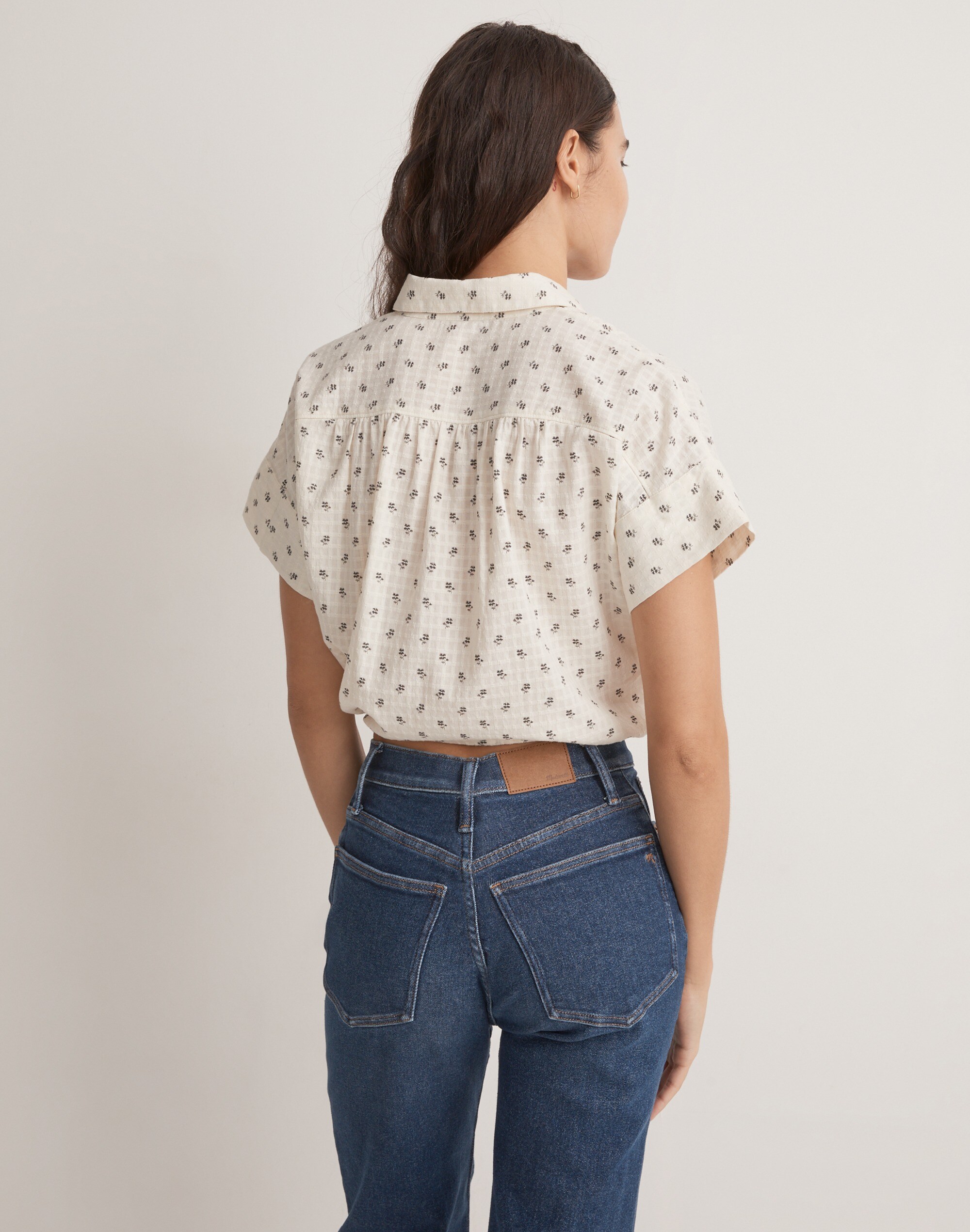 Button-Up Drawstring Shirt in Blooming Ikat