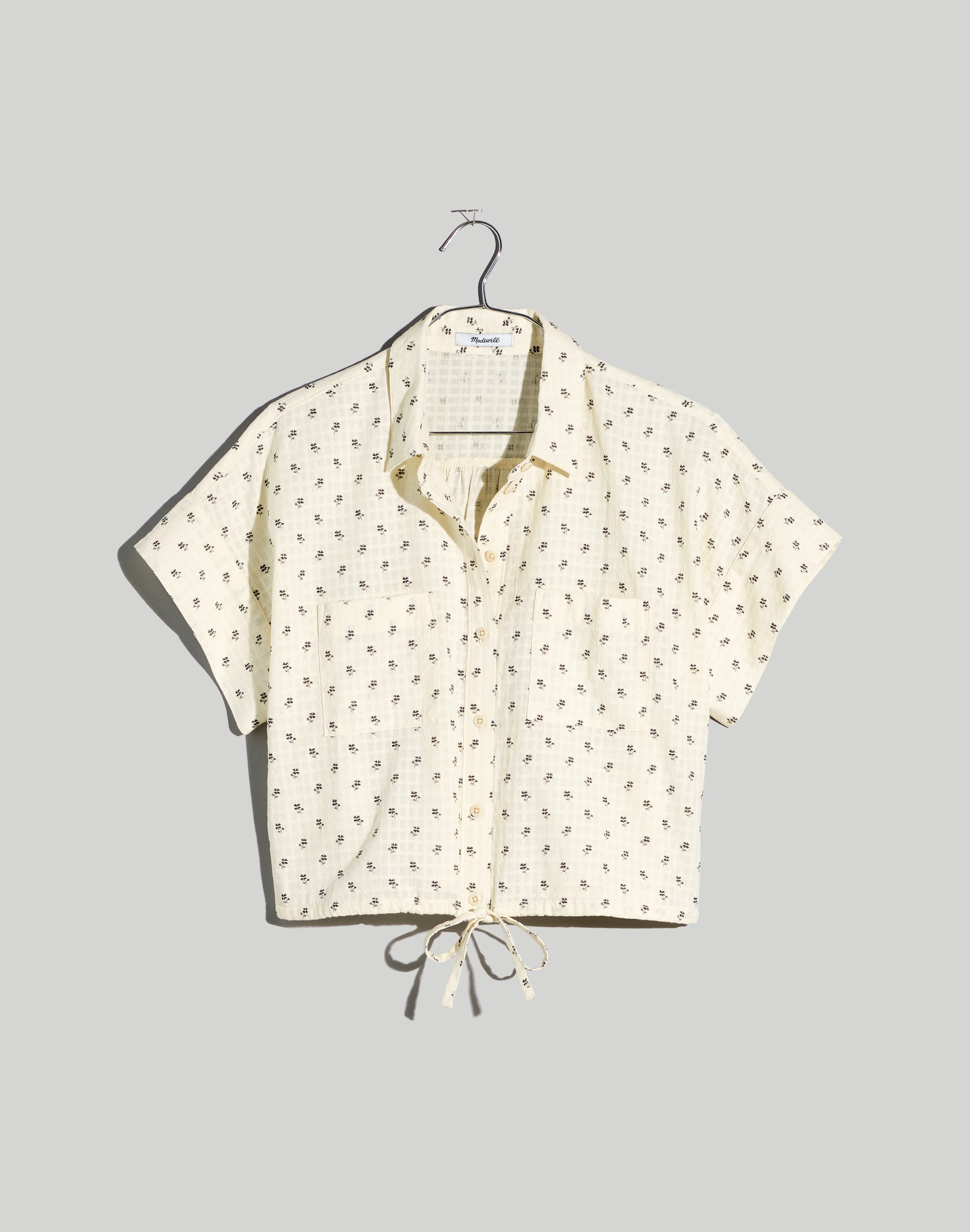 Button-Up Drawstring Shirt in Blooming Ikat
