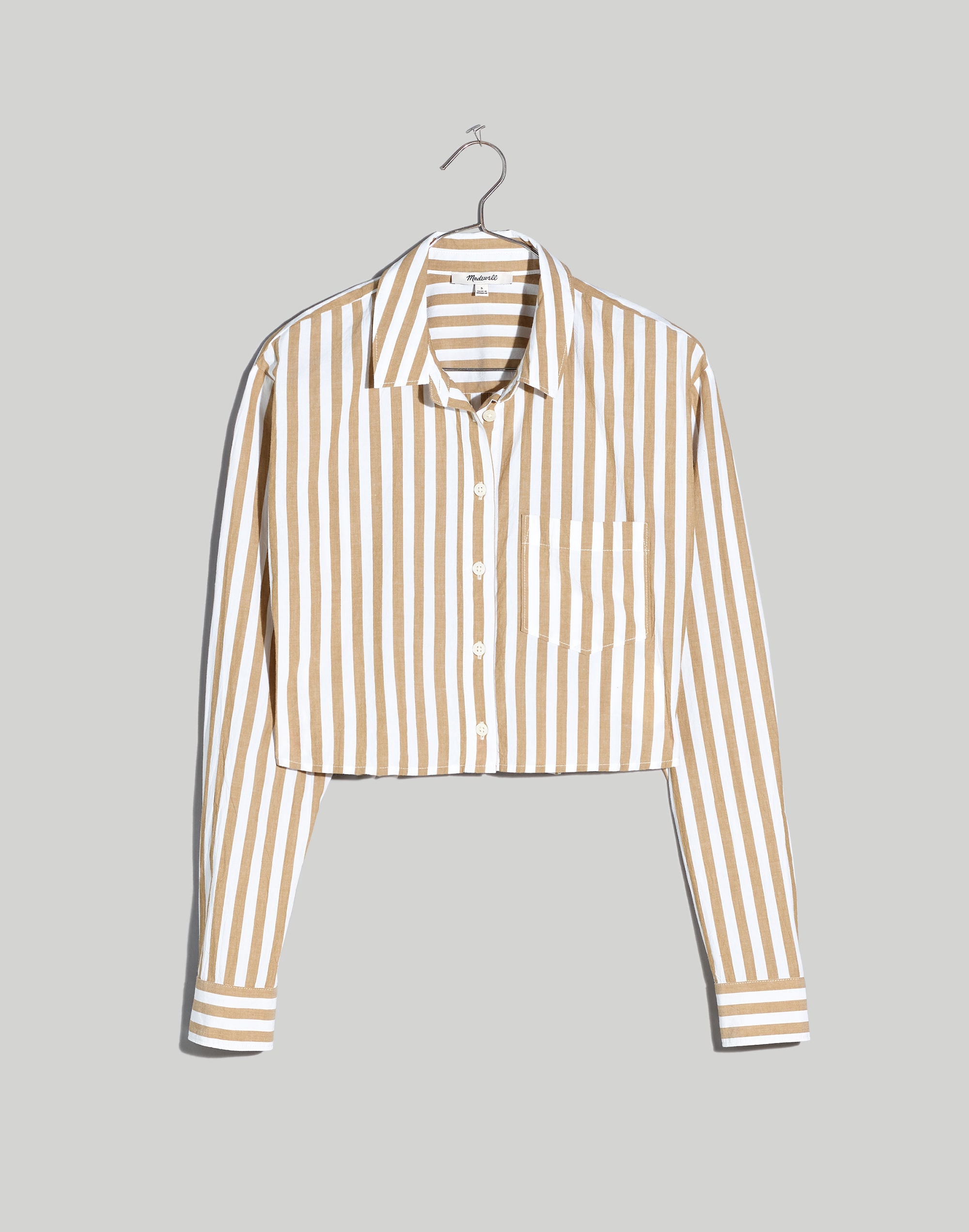 Signature Poplin Oversized Supercrop Ex-Boyfriend Shirt in Springy Stripe
